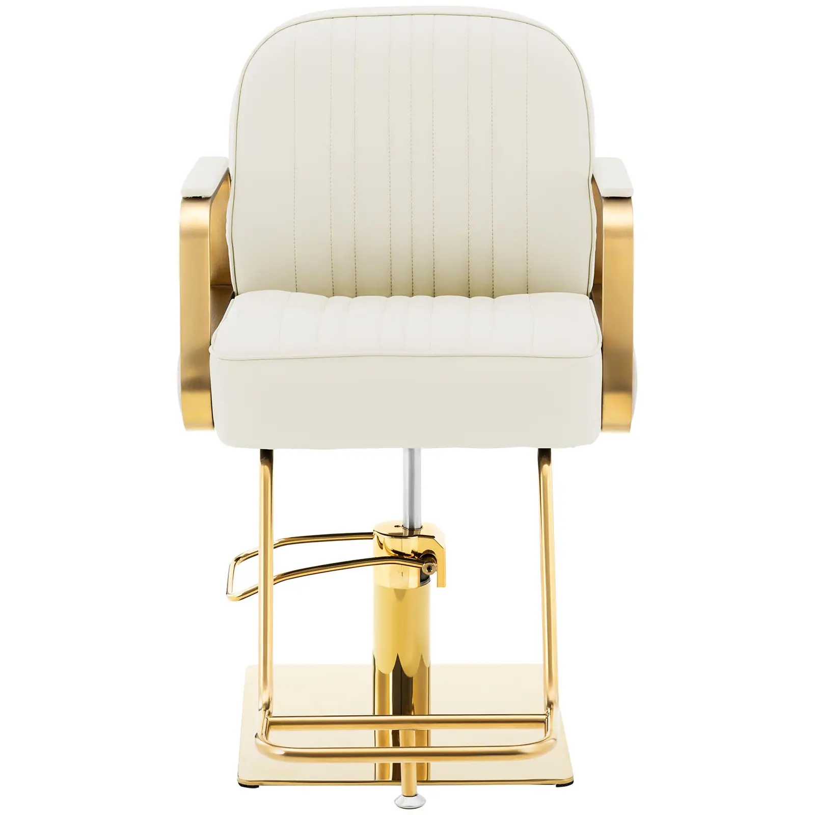 Fodrász szék lábtartóval - 920–1070 mm - max. 200 kg - krém / arany