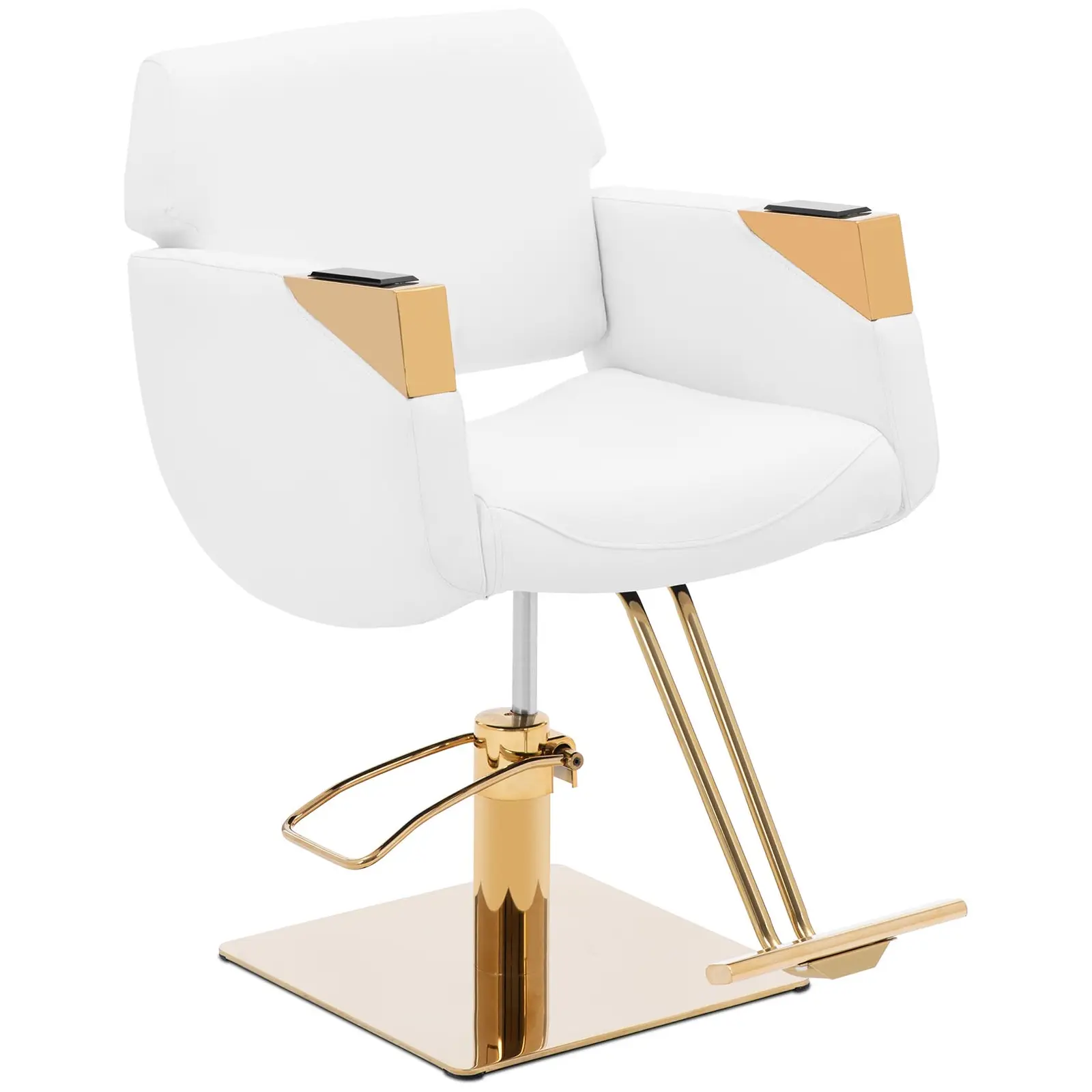 Fauteuil de coiffeur avec repose-pieds - 880 - 1 030 mm - 200 kg - Blanc / Doré