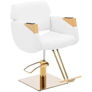 Salon Chair with Footrest - 880 - 1030 mm - 200 kg - white / gold