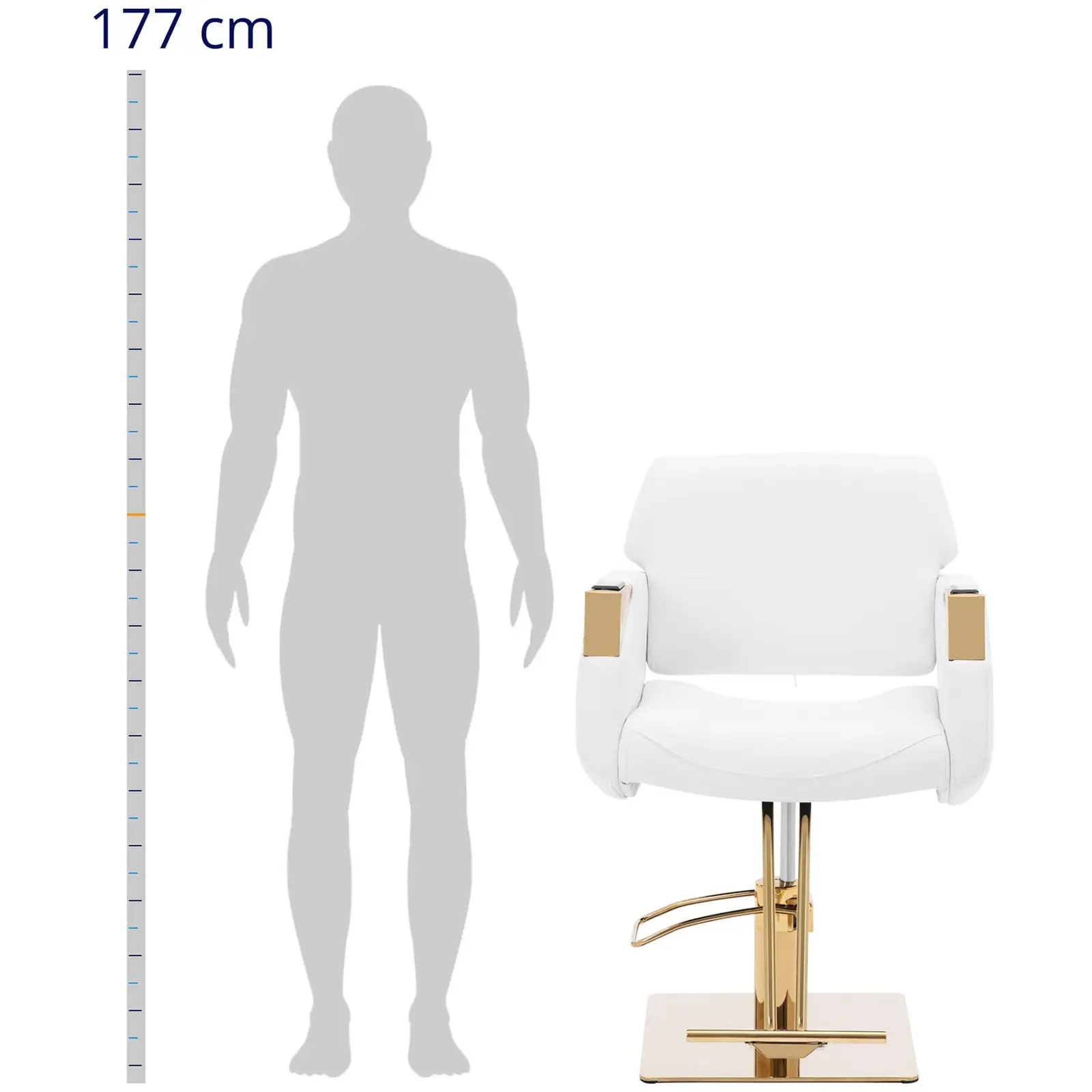 Kampaamotuoli jalkatuella - 880-1030 mm - 200 kg - valkoinen/kullanvärinen