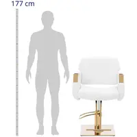 Frisörstol med fotstöd - 880–1030 mm - 200 kg - Vit / Guldfärgad