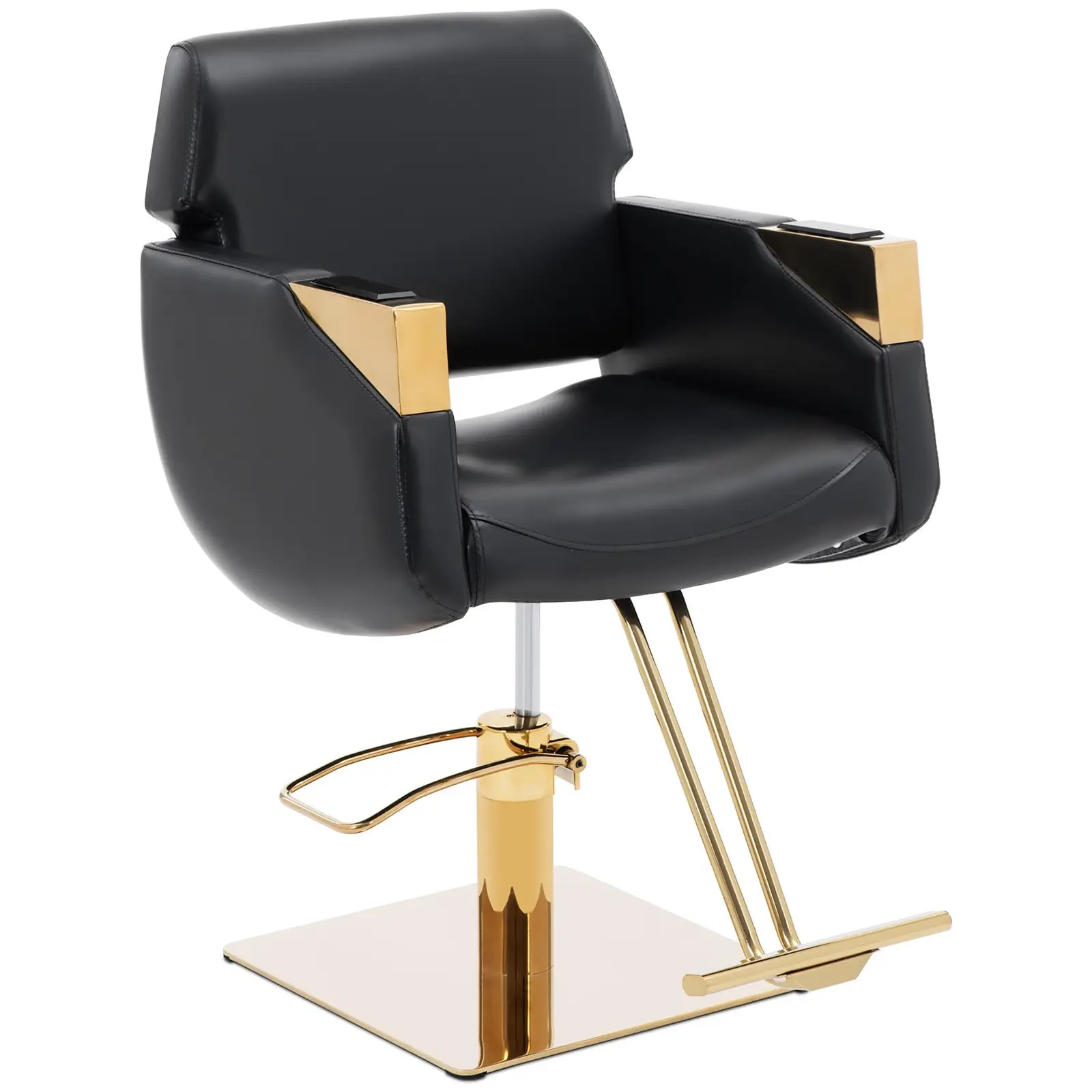 Salonska stolica s osloncem za noge - 880 - 1030 mm - 200 kg - crna / zlatna