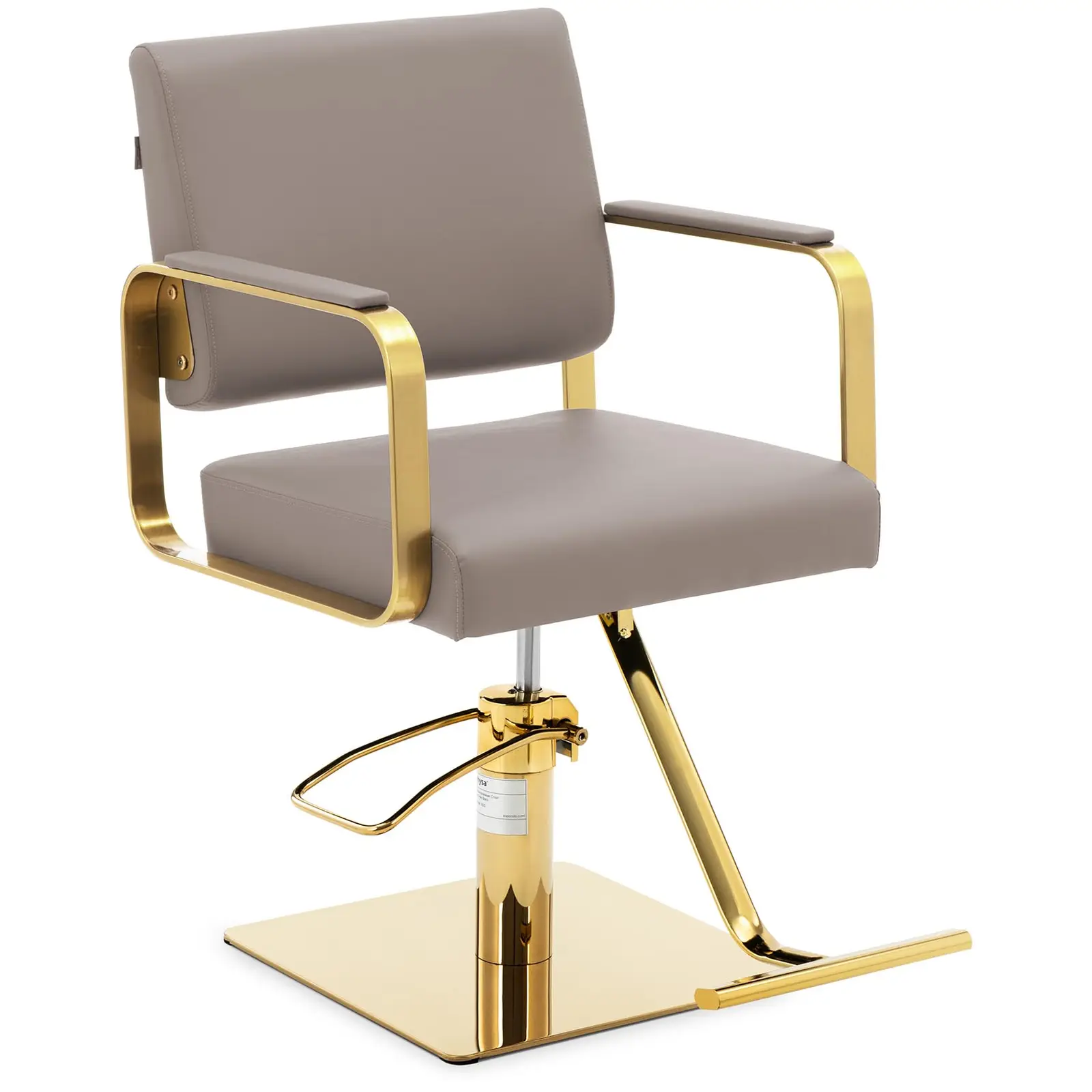 Frisörstol med fotstöd - 900–1050 mm - 200 kg - Beige / guldfärgad