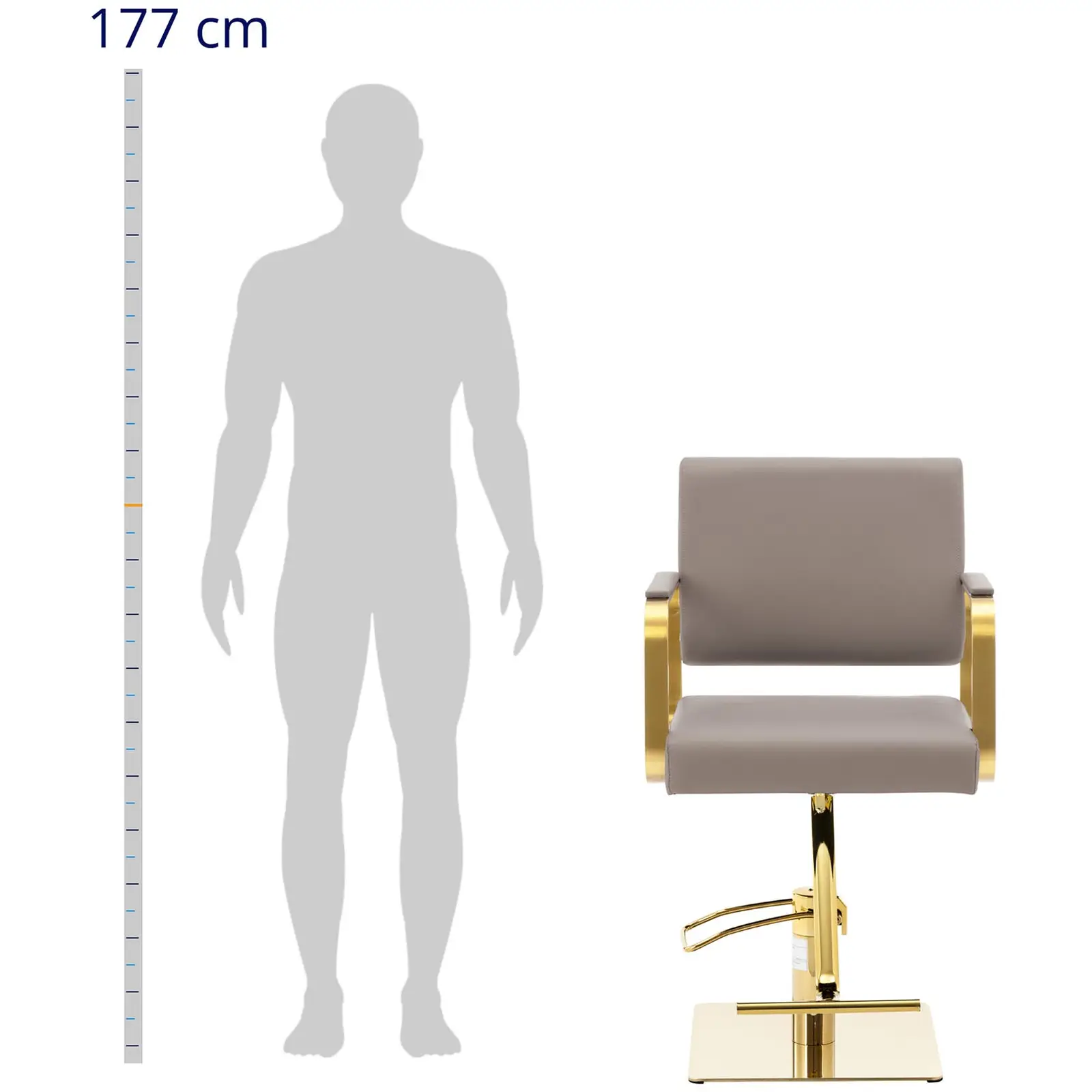 B-zboží Kadeřnické křeslo s podnožkou - 490–650 mm - 200 kg - béžová/zlatá (Výsuvná opěrka hlavy: Ne)