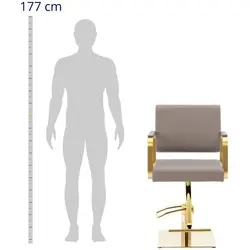 Cadeira de cabeleireiro com apoio para os pés - 900 - 1050 mm - 200 kg - bege / dourado