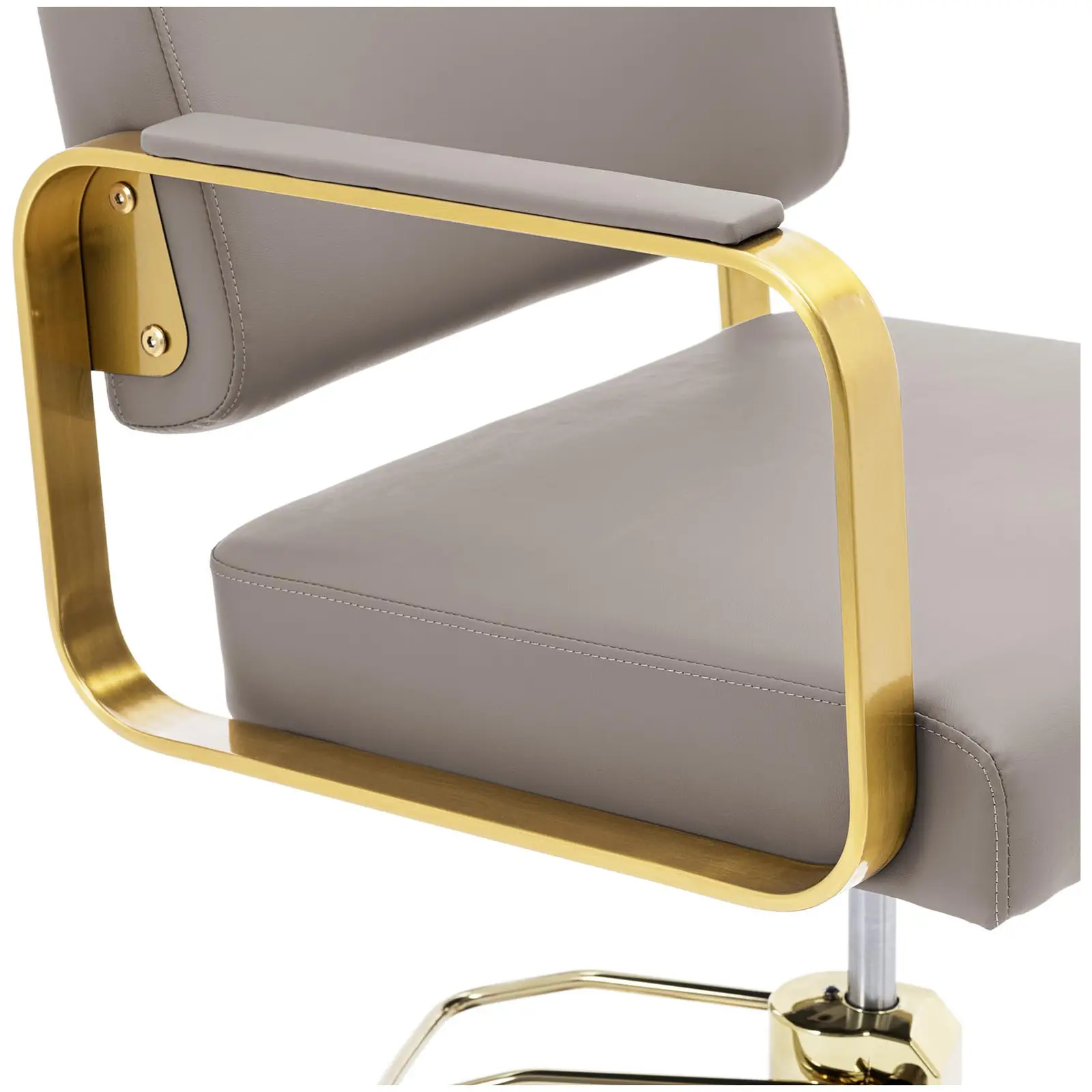 B-Ware Friseurstuhl mit Fußstütze - 900 - 1050 mm - 200 kg - Beige / Goldfarben