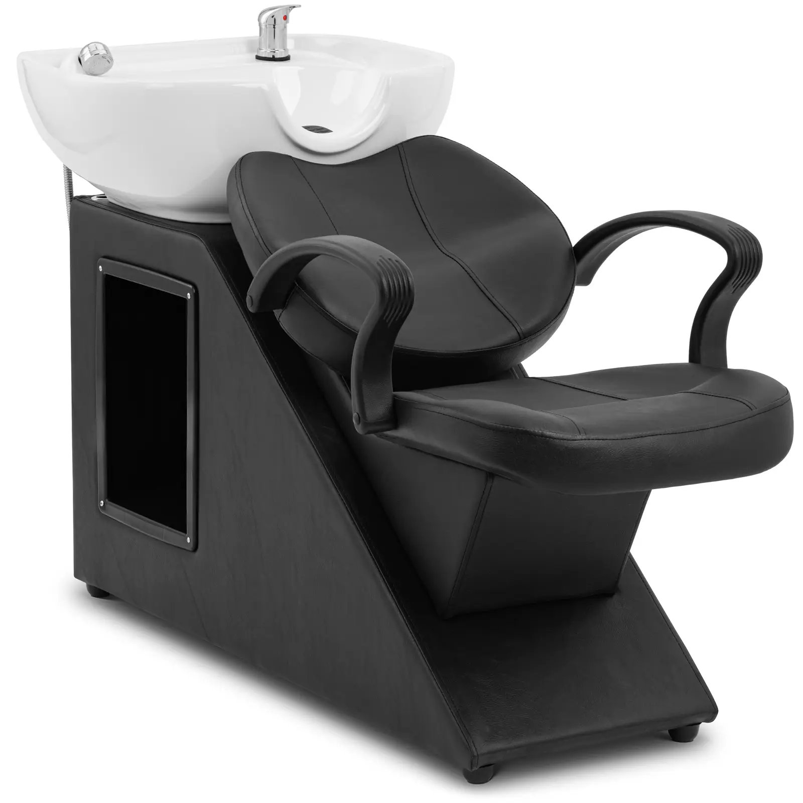 Bac à shampoing avec fauteuil - dimensions du lavabo 600 x 450 x 150 mm - noir/blanc