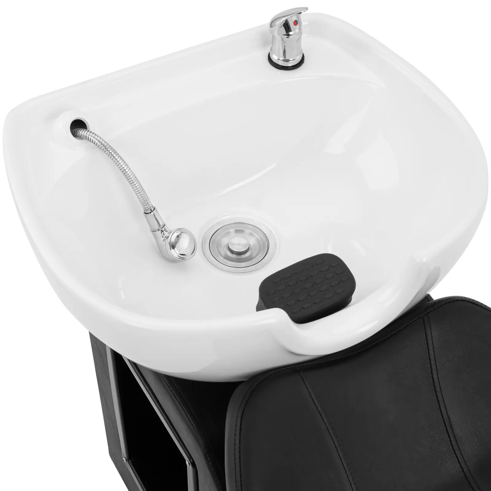 Friseur-Waschbecken mit Sessel - Maße Becken 600 x 450 x 150 mm - Schwarz/Weiß - 1