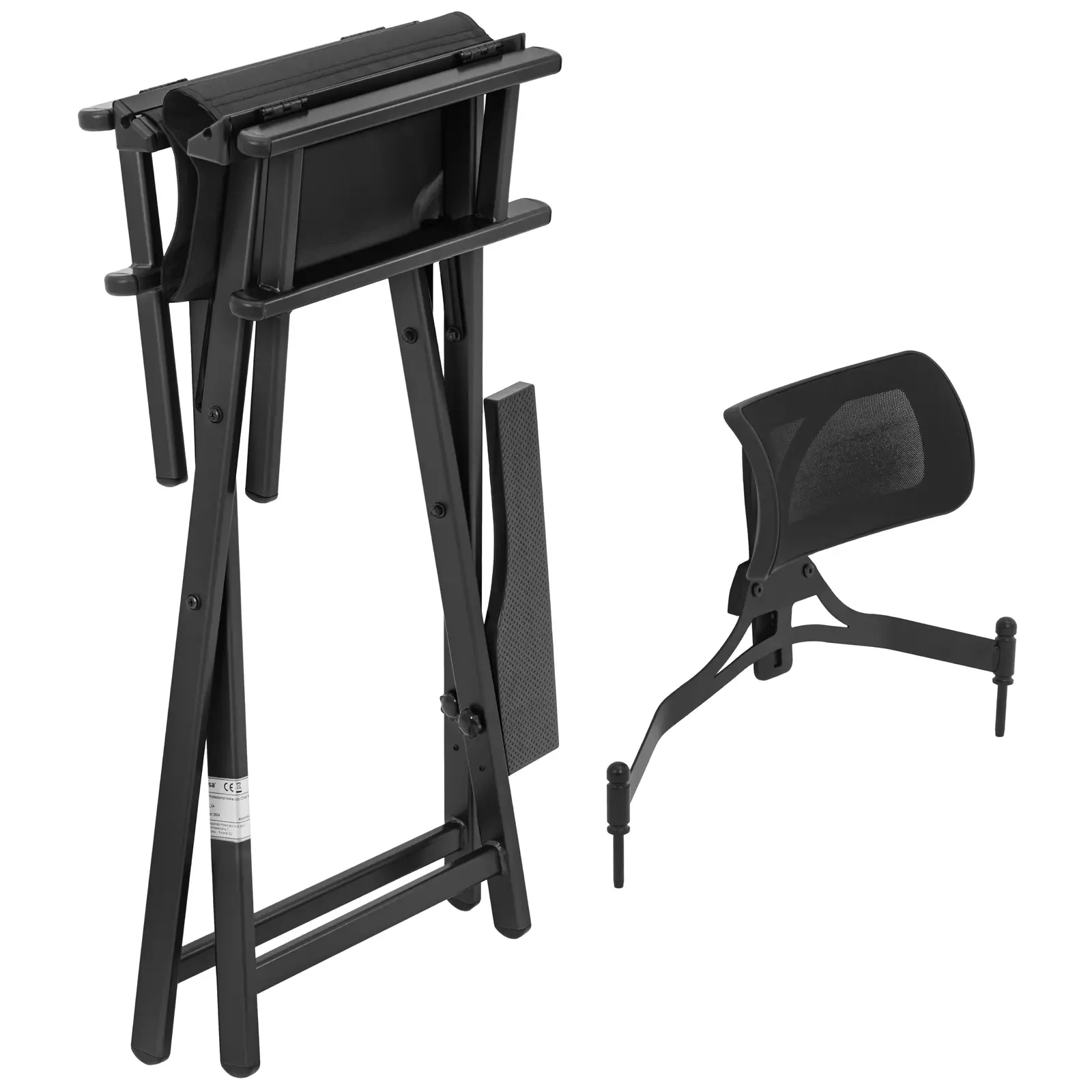 Stol za ličenje - z naslonom za glavo in noge - zložljiv - črn