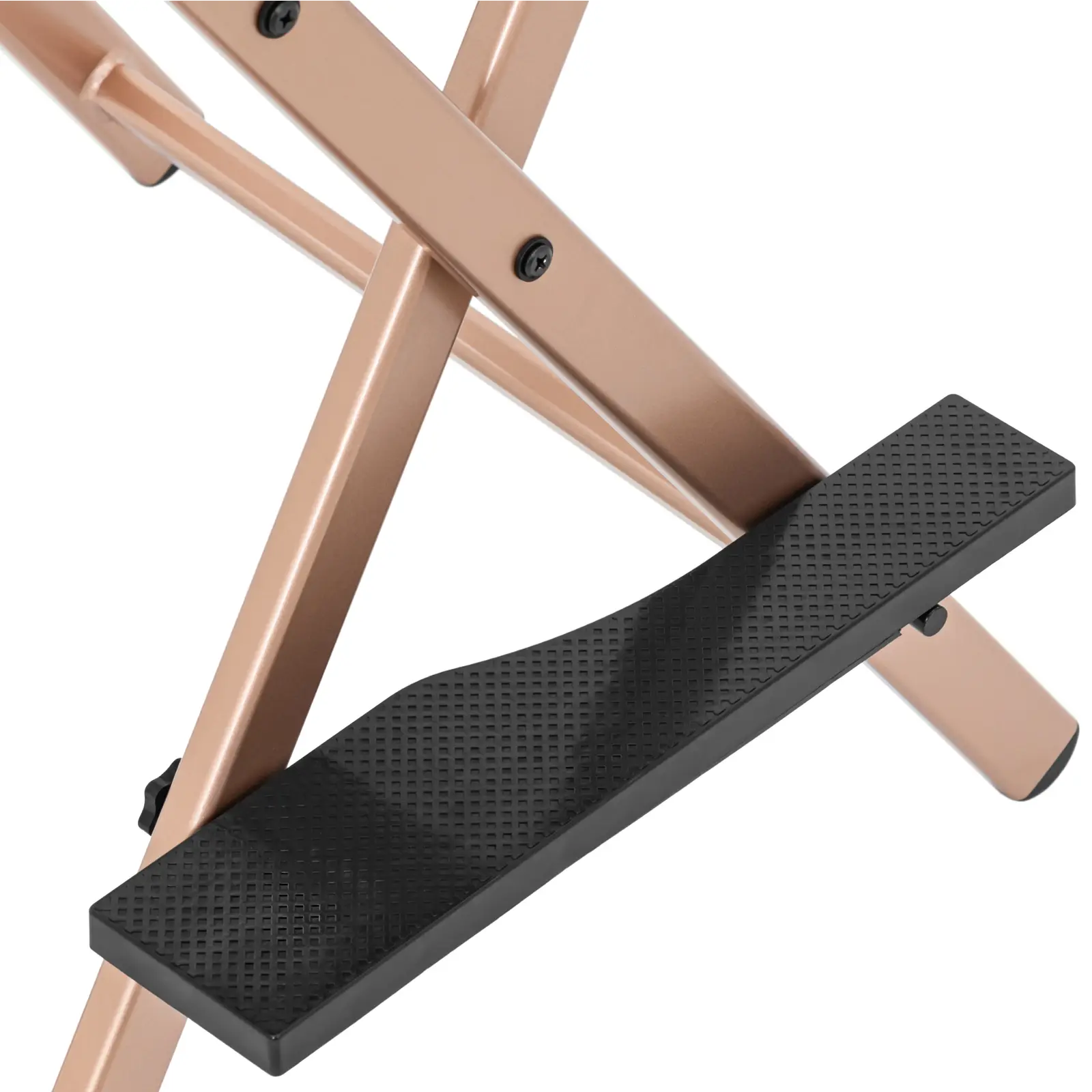 Vizážistická židle - s podnožkou - skládací - růžově zlatá (Maximální zatížení: 125 kg)