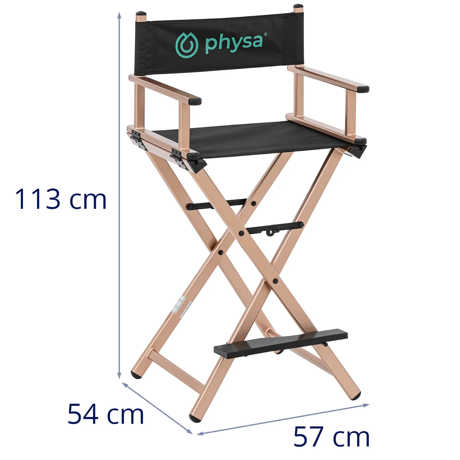 Vizážistická židle - s podnožkou - skládací - růžově zlatá (Materiál: Hliník)
