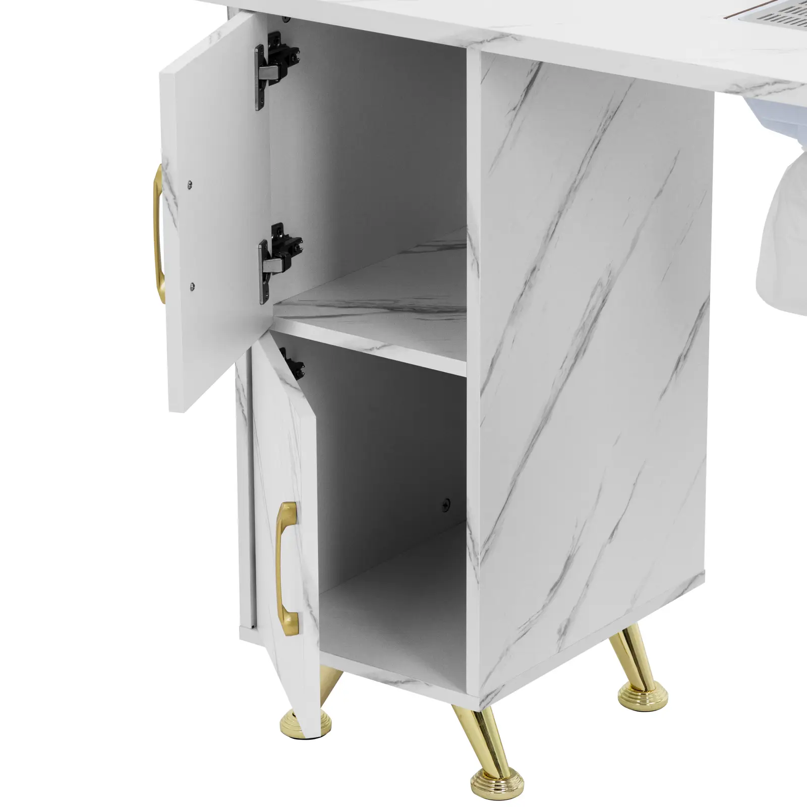 Nail Table - extraction system - marbled / golden - 3 drawers - hand rest