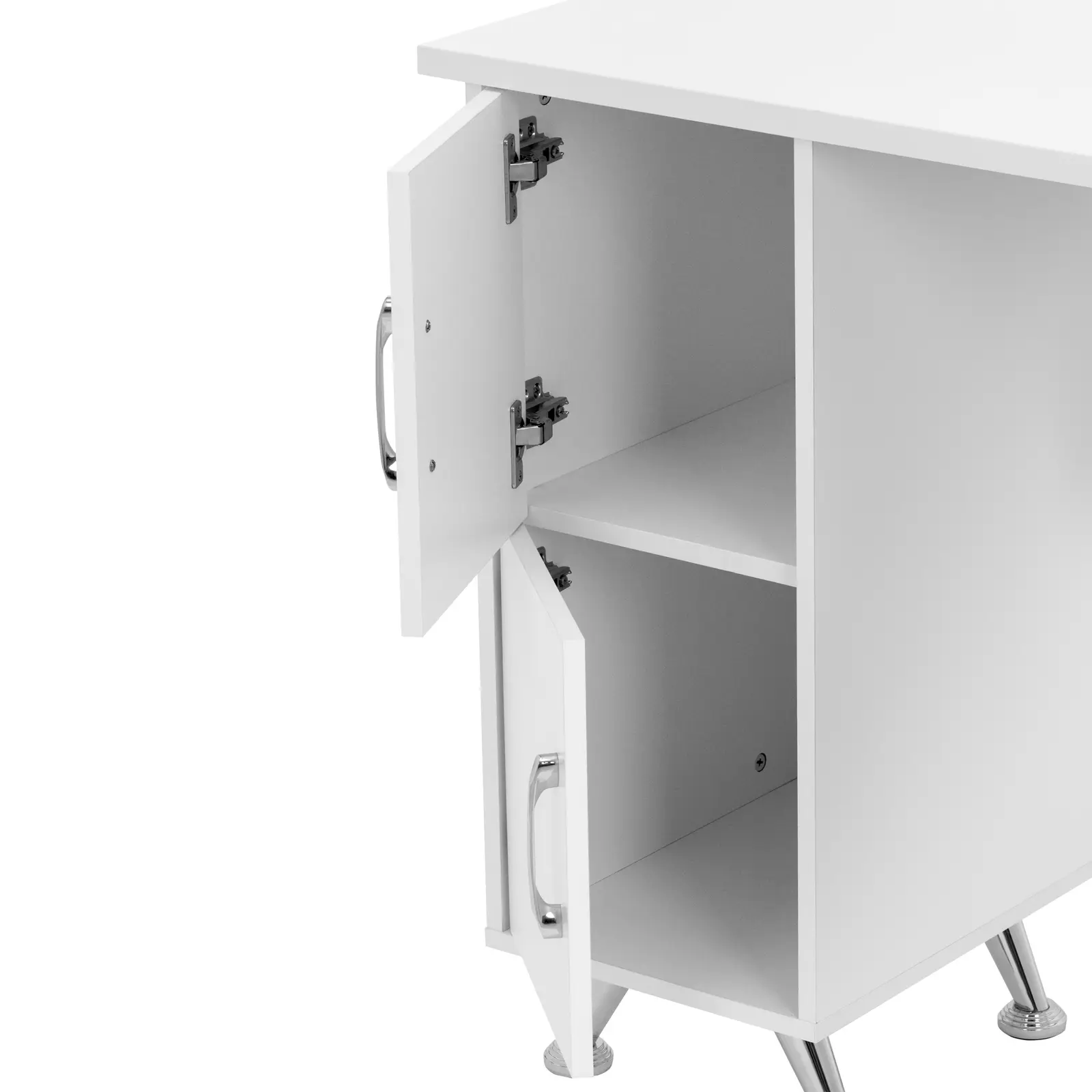 Nail Table - extraction system - white / silver - 3 drawers - hand rest