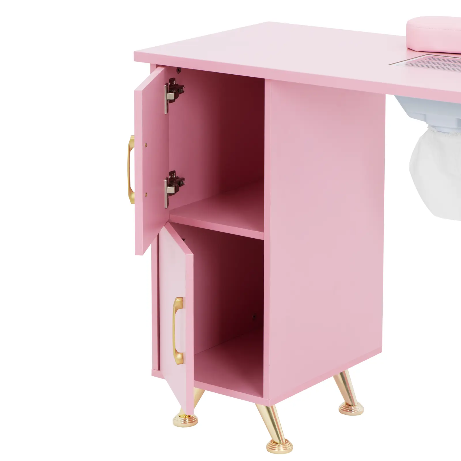 Nail Table - extraction system - pink / golden - 3 drawers - hand rest