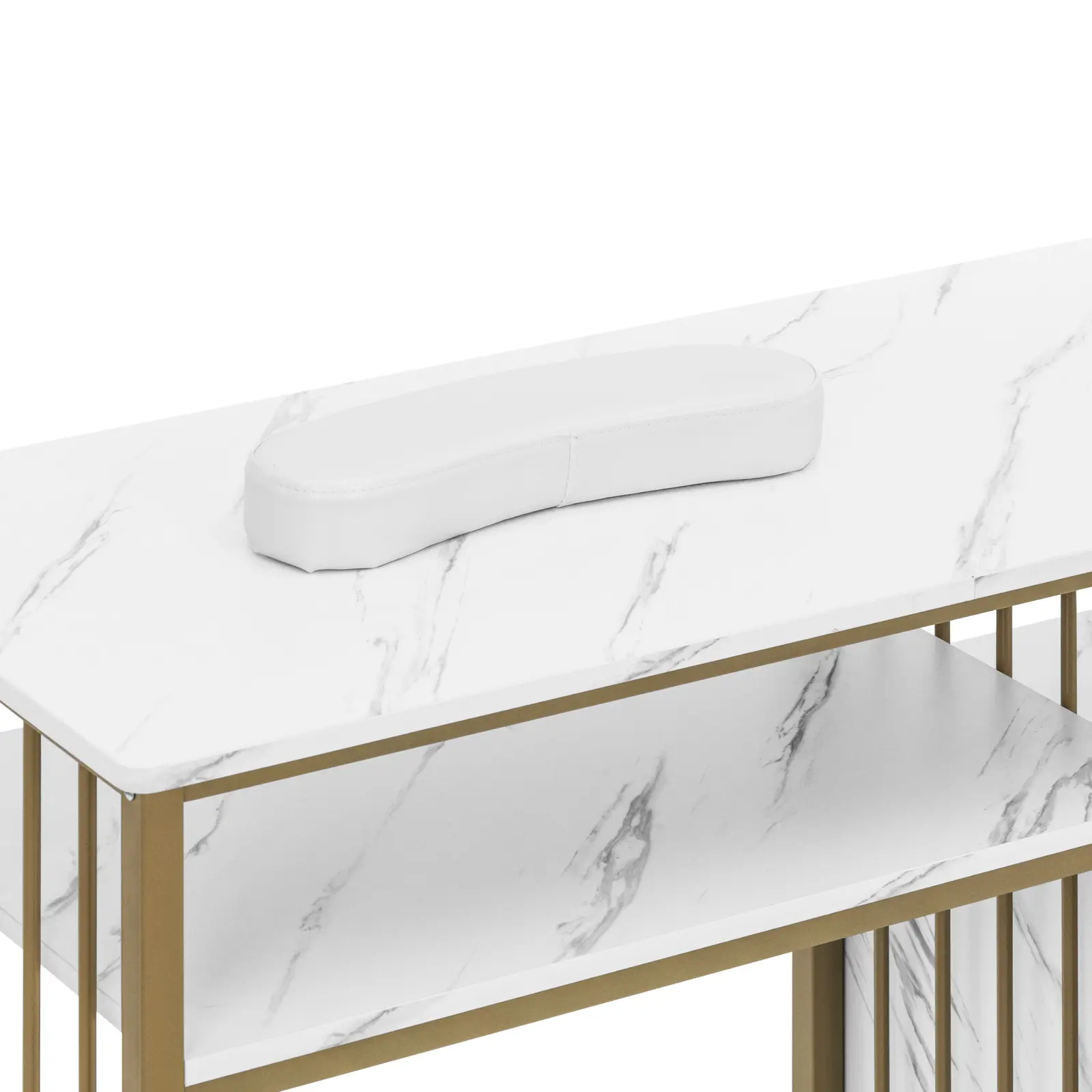 Nageltisch Mit Marmorplatte – Metallgestell, Einfach Montierbar, In Gold (40x120x78 Cm Oder 40x160x78 Cm)