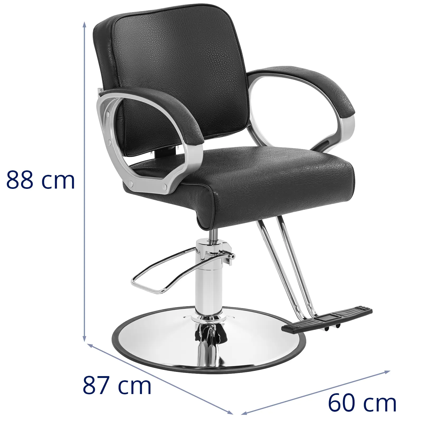 Fotel fryzjerski Hove z podnóżkiem - 50 - 60 cm - 180 kg - czarny