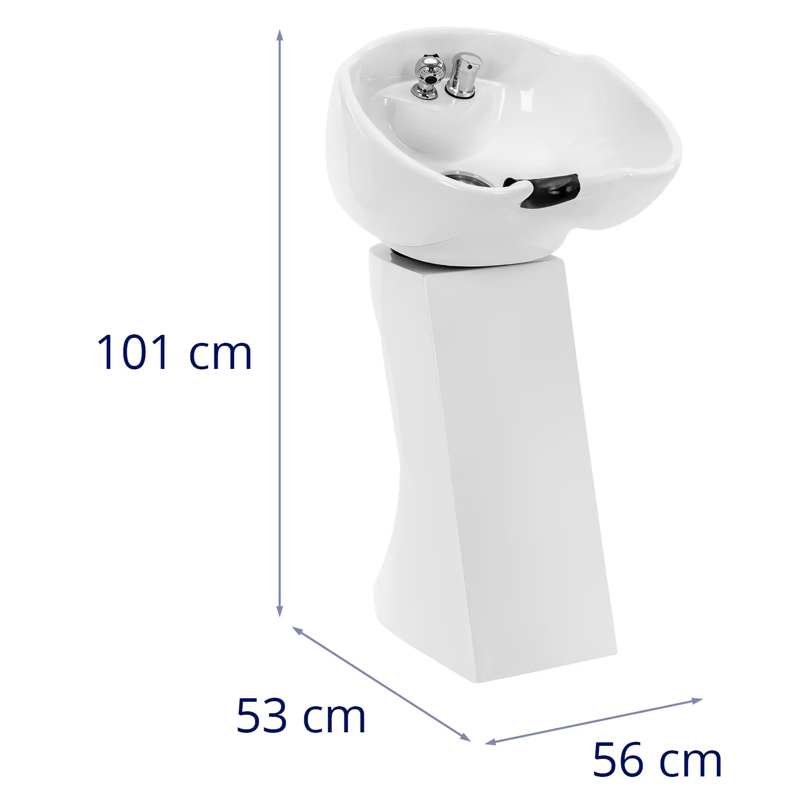 Lavatório de cabeleireiro - inclinável - com duche, mangueira e chuveiro - branco