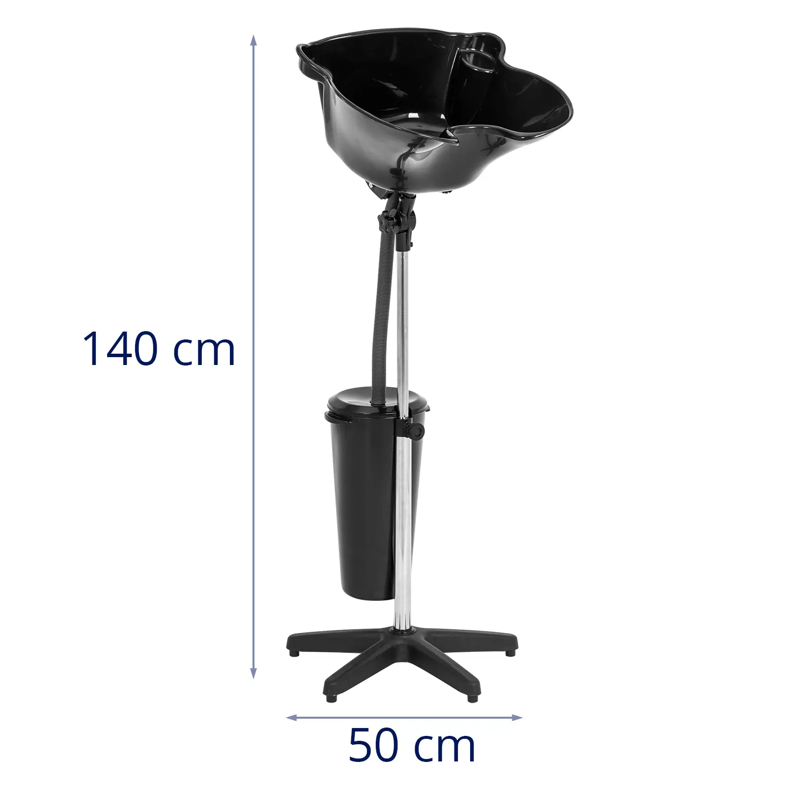 Bac à shampoing - mobile - inclinable - avec réservoir d'eau - noir (Dimensions récipient(s) [cm]: 24 x 50)