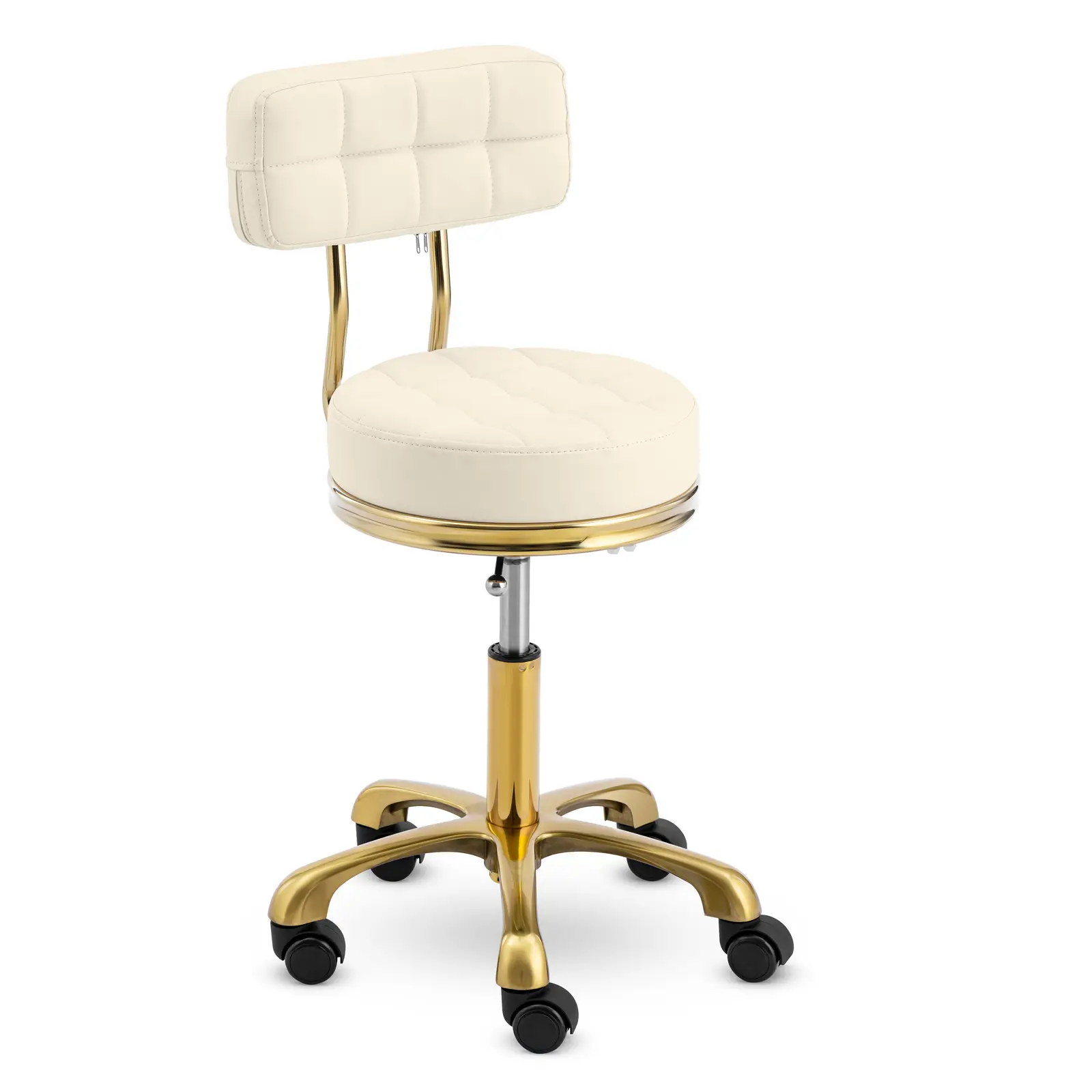 Rollhocker mit Lehne 51 66 cm 150 kg Beige/Golden - Taburety na kolečkách physa