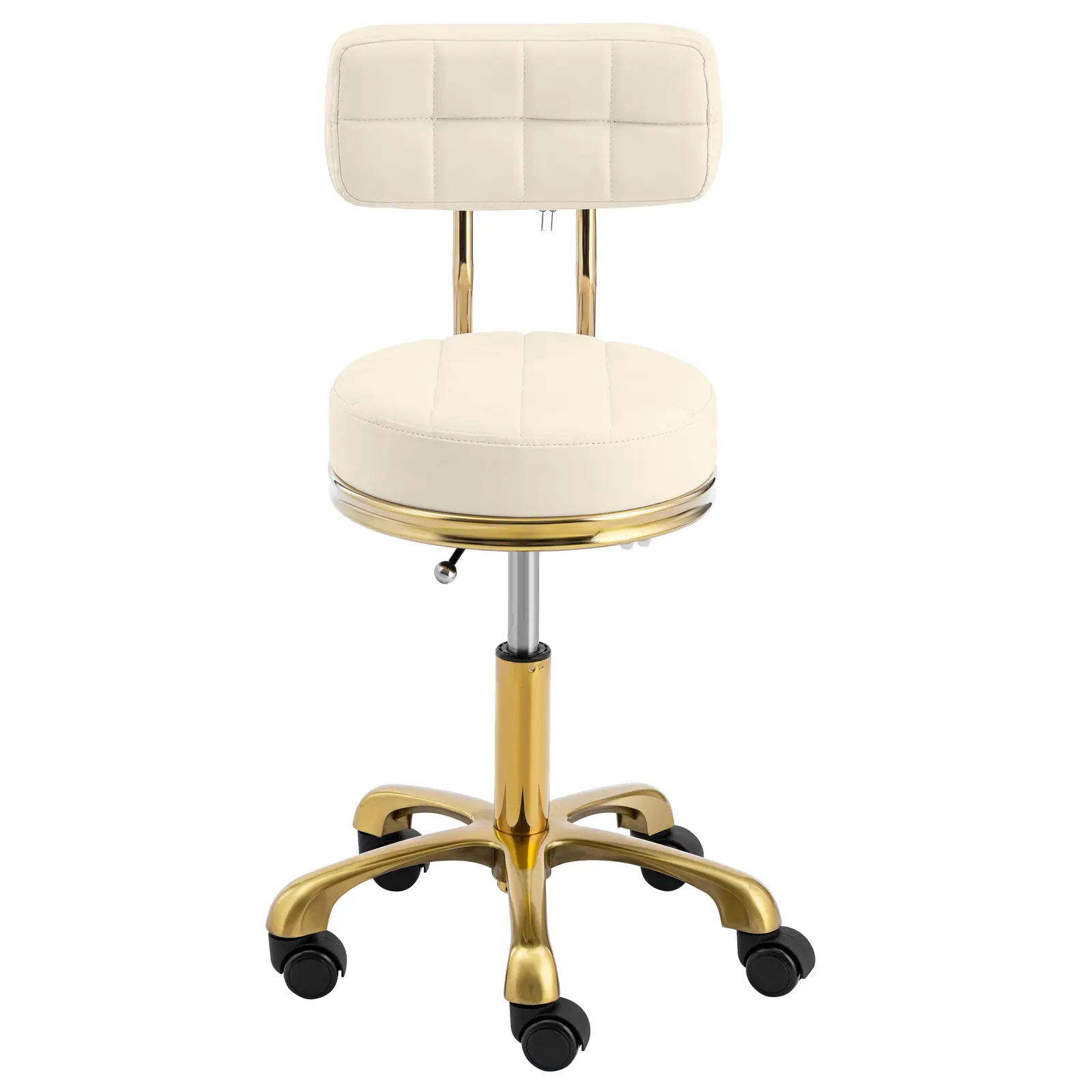 Rollhocker mit Lehne - 51 - 66 cm - 150 kg - Beige/Golden (Minimální výška sezení: 48 cm)