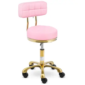 Gurulós szék háttámlával - 51 - 66 cm - 150 kg - Halvány rózsaszín/arany színű