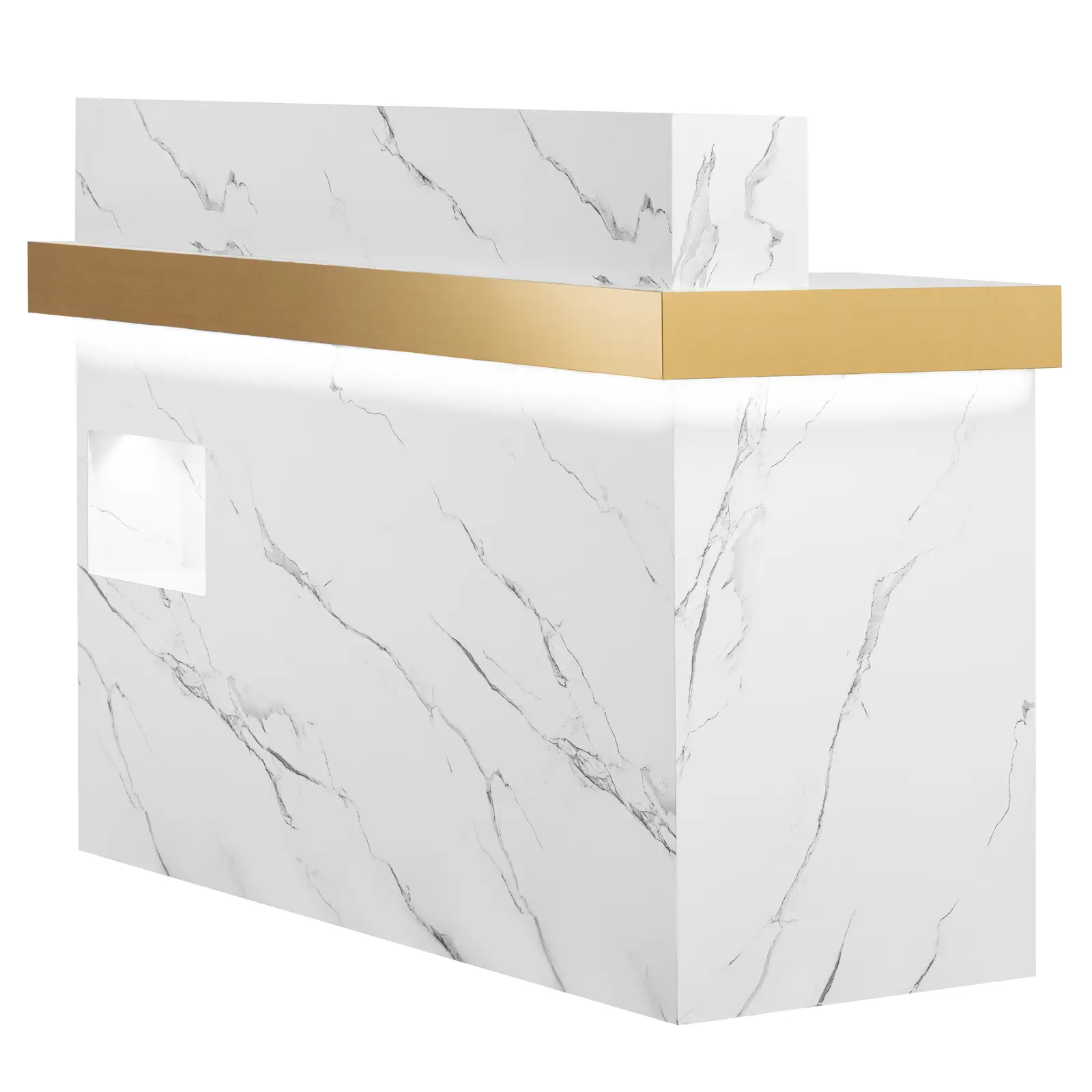 Reception Desk - with indirect lighting - lockable - pull-out keyboard shelf - marble look