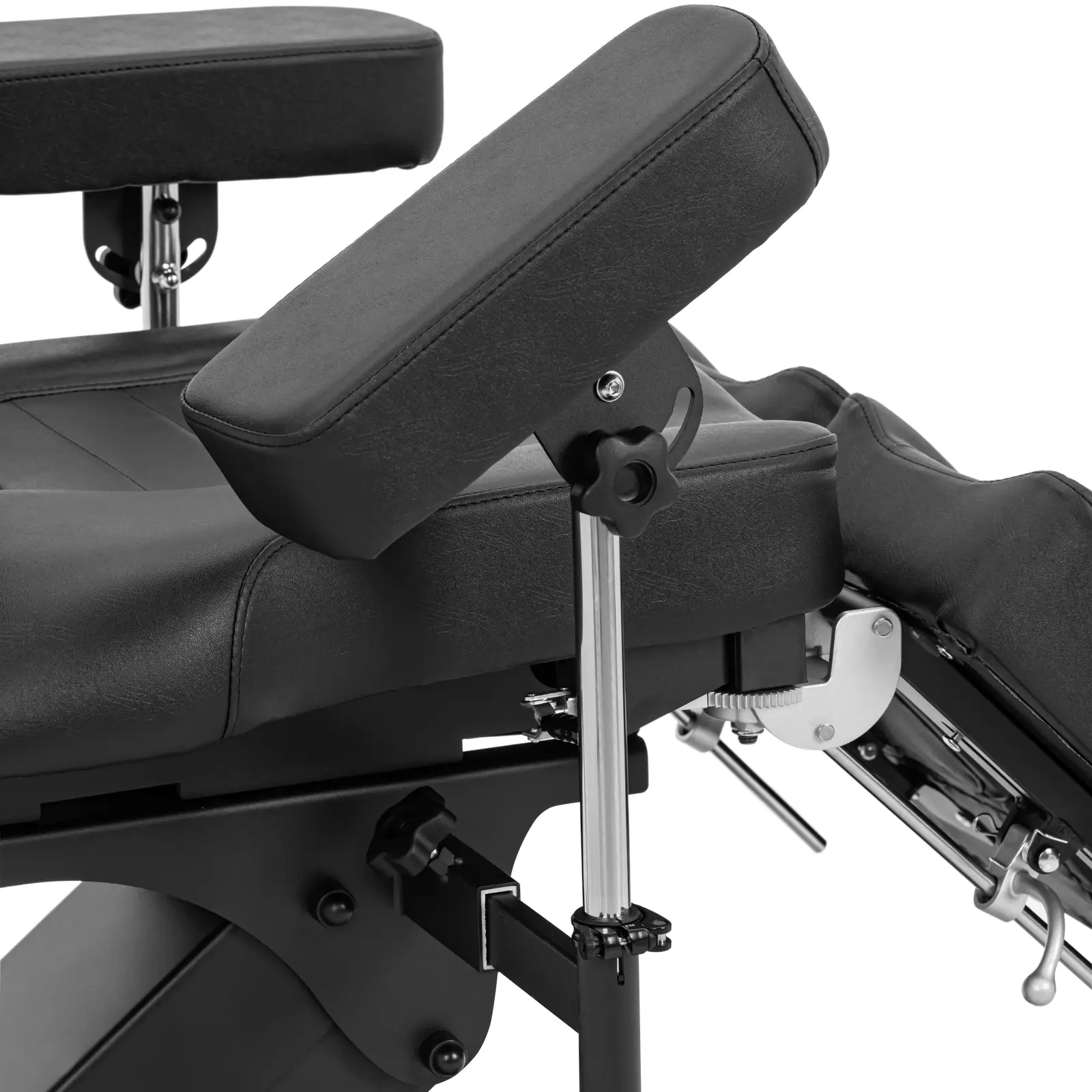 Tattoo-stol - højdejusterbar - 300 kg - fodpedal - sort (Armlæn: Ja)