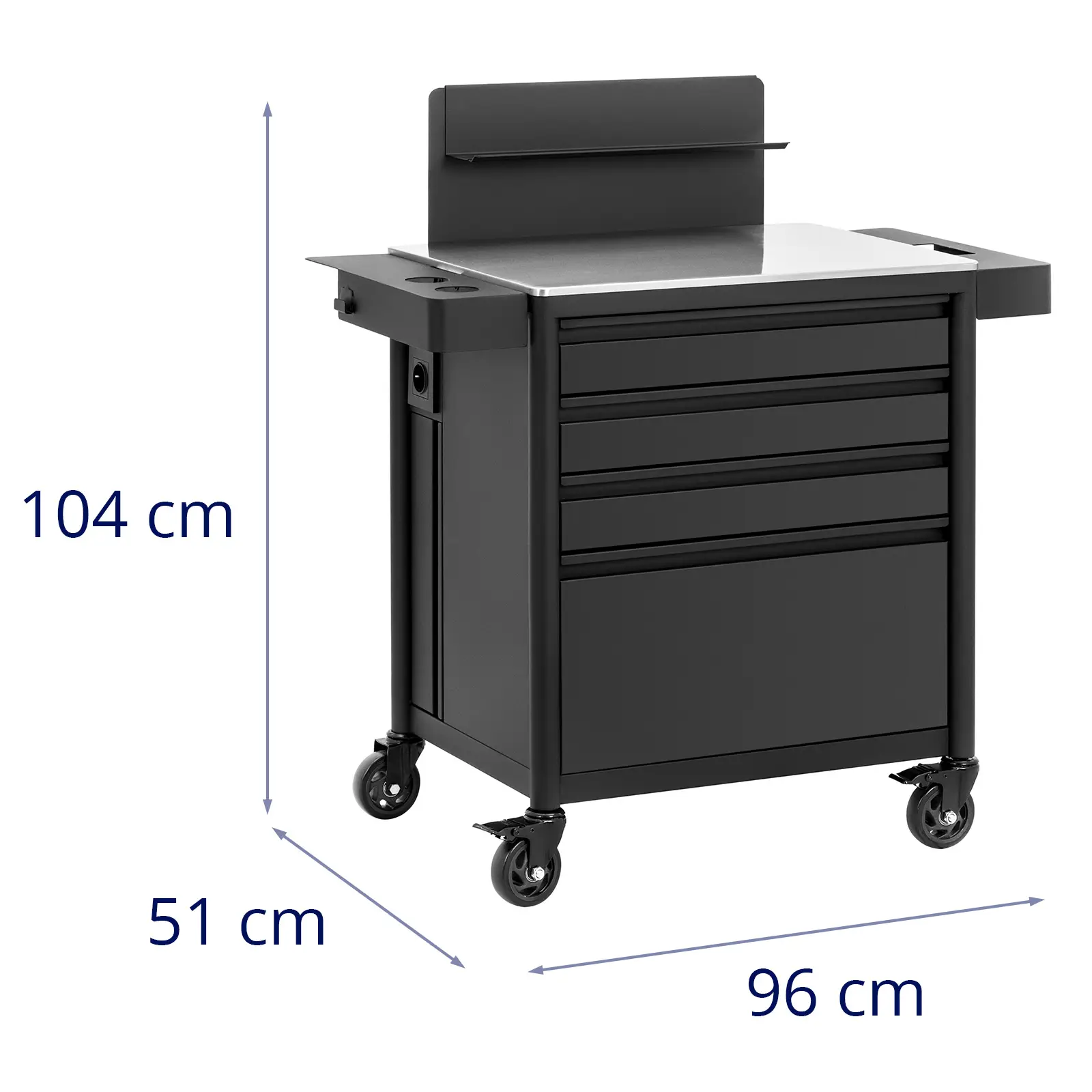 Tatuointityöasema - siirrettävä - 4 pistorasiaa - 2 USB-porttia