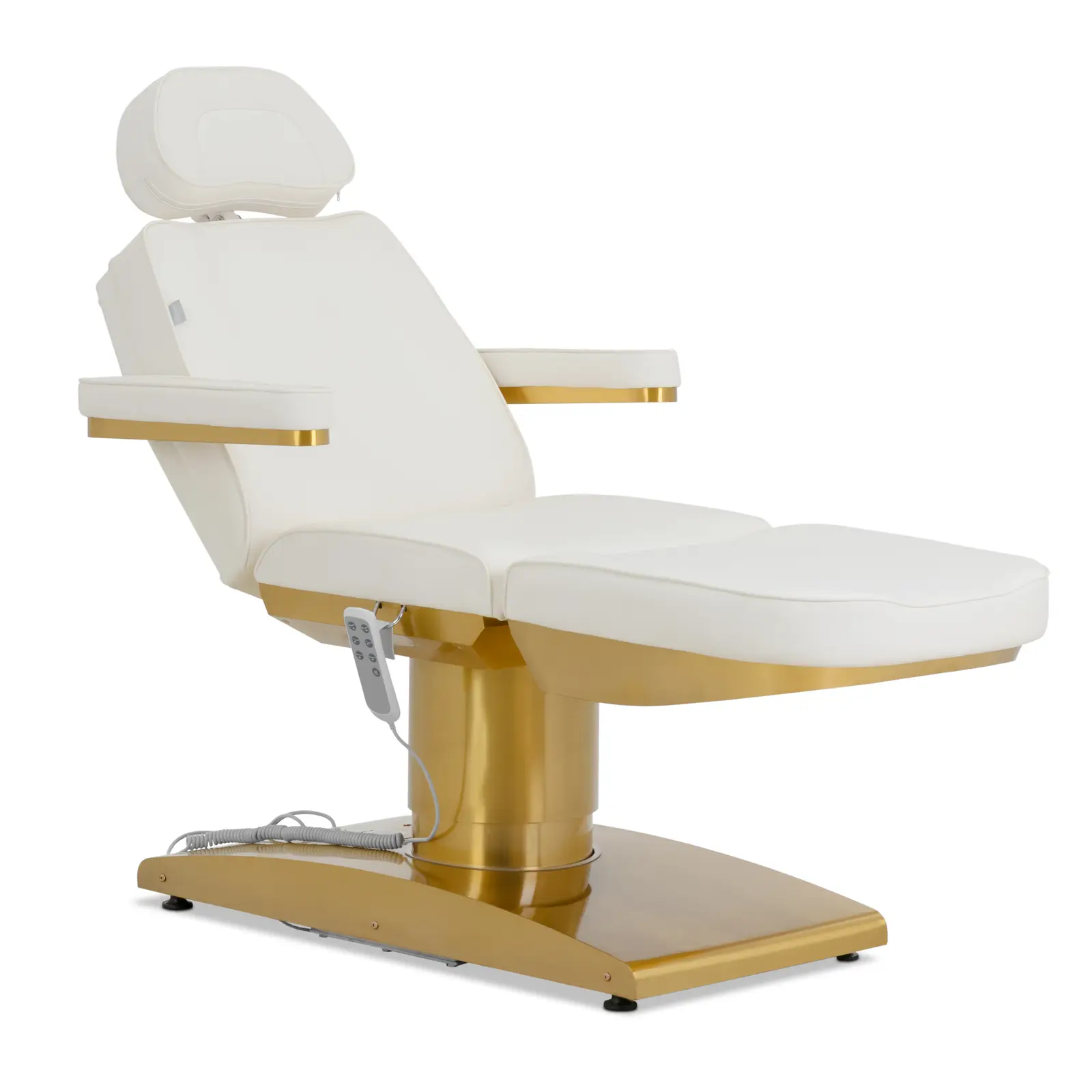 Kosmetické lehátko elektrické - 300 W - 195 x 60 x 62 - 82 cm - 200 kg - bílá/zlatá - vyhřívané - otočné o 120°