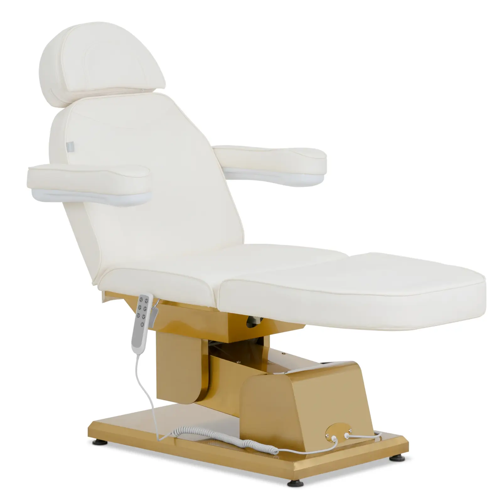 Kosmetické lehátko elektrické - 300 W - 200 x 60 x 60 - 82 cm - 200 kg - bílá/zlatá - vyhřívané - 3 motory