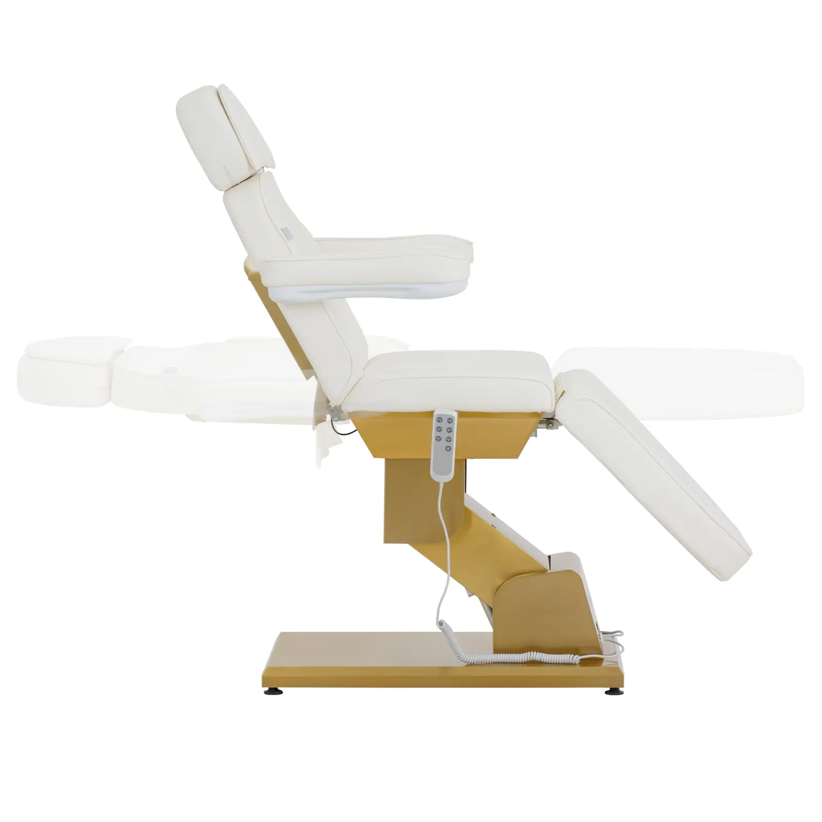 Kosmetické lehátko elektrické - 300 W - 200 x 60 x 60 - 82 cm - 200 kg - bílá/zlatá - vyhřívané - 3 motory (Délka postele: 200 cm)