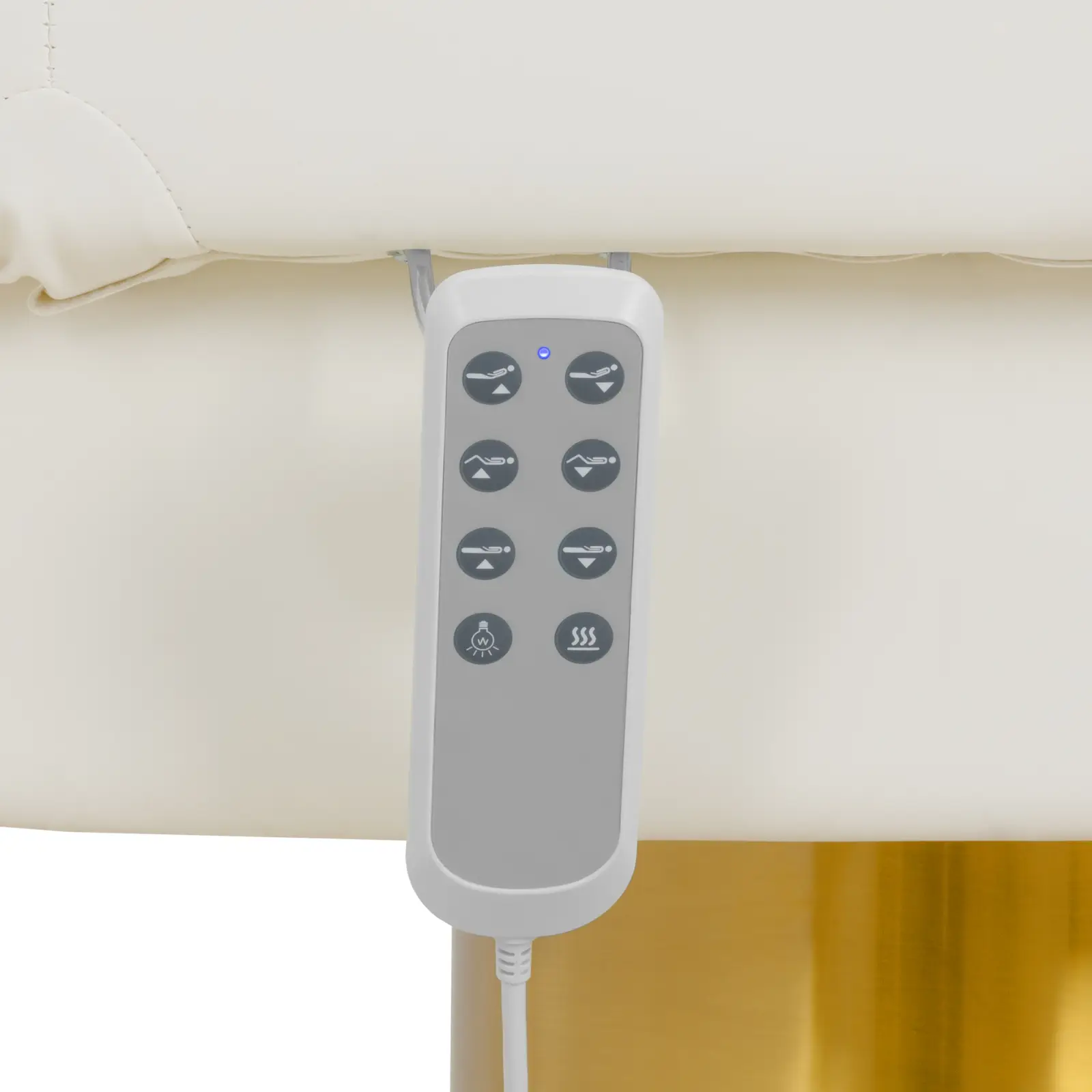 Kosmetické lehátko elektrické a otočná židle s opěradlem - 300 W - 188 x 70 x 59 - 80 cm - 200 kg - bílá/zlatá - vyhřívané (Šířka postele: 70 cm)