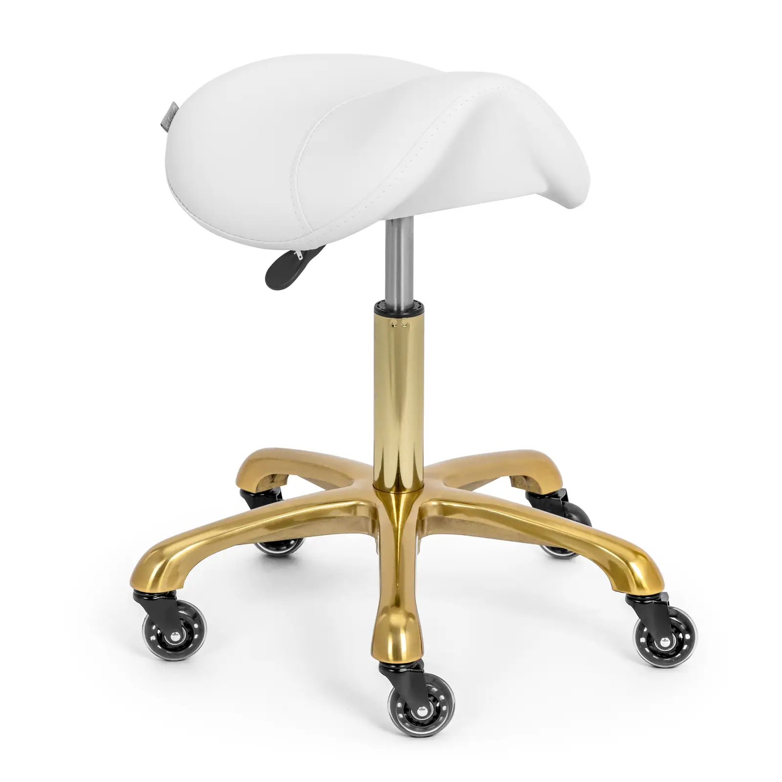 Saddle Stool - 57 - 75 cm - 150 kg - white/gold