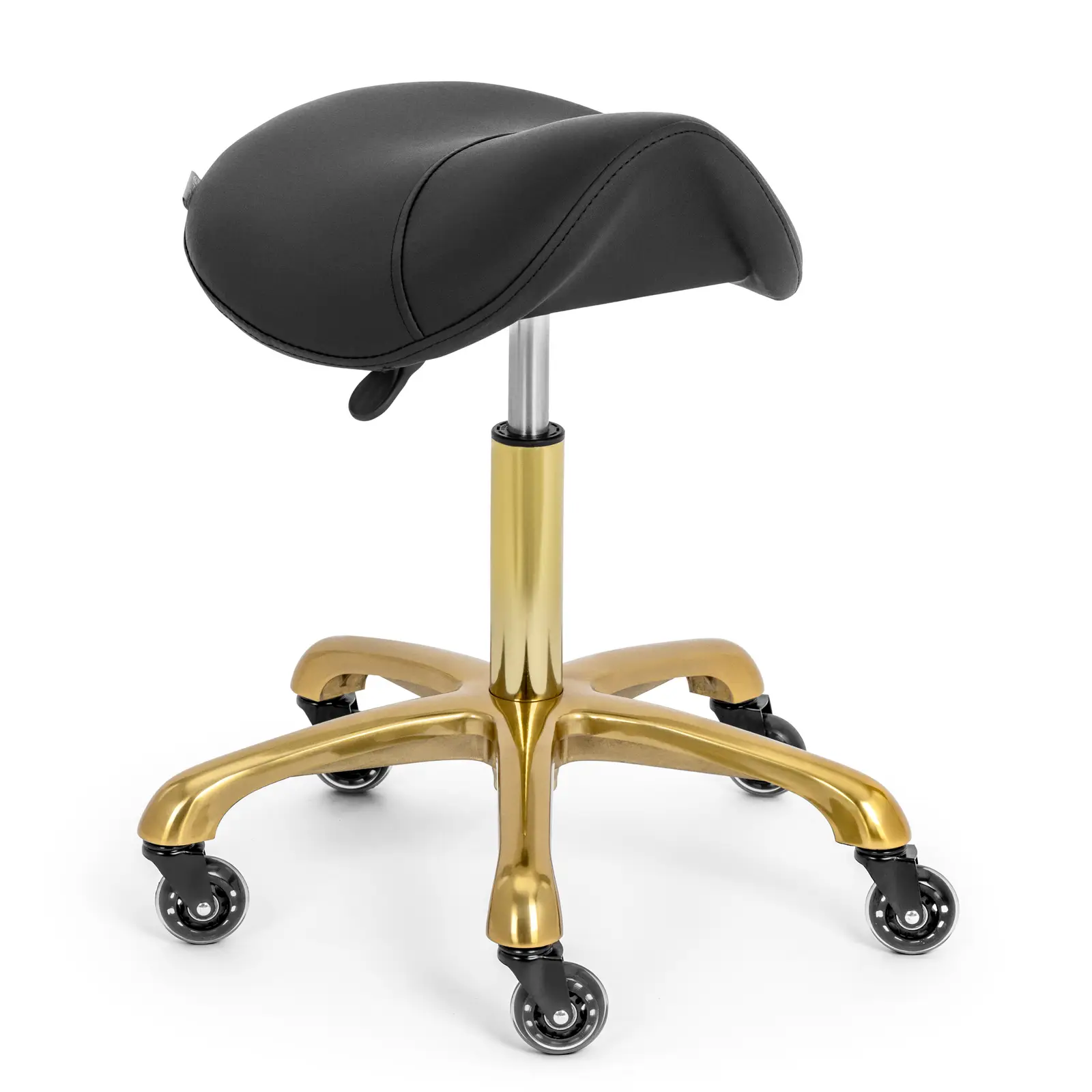 Saddle Stool - 57 - 75 cm - 150 kg - black/gold