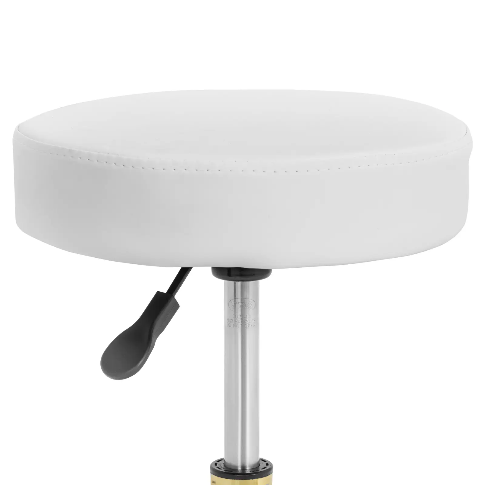 Taburet na kolečkách - 54–72 cm - 150 kg - bílá / zlatá (Opěrný kroužek na nohu: Ne)