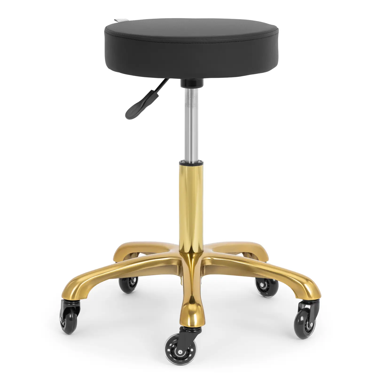 Tabouret à roulettes - 54 - 72 cm - 150 kg - Noir / Doré