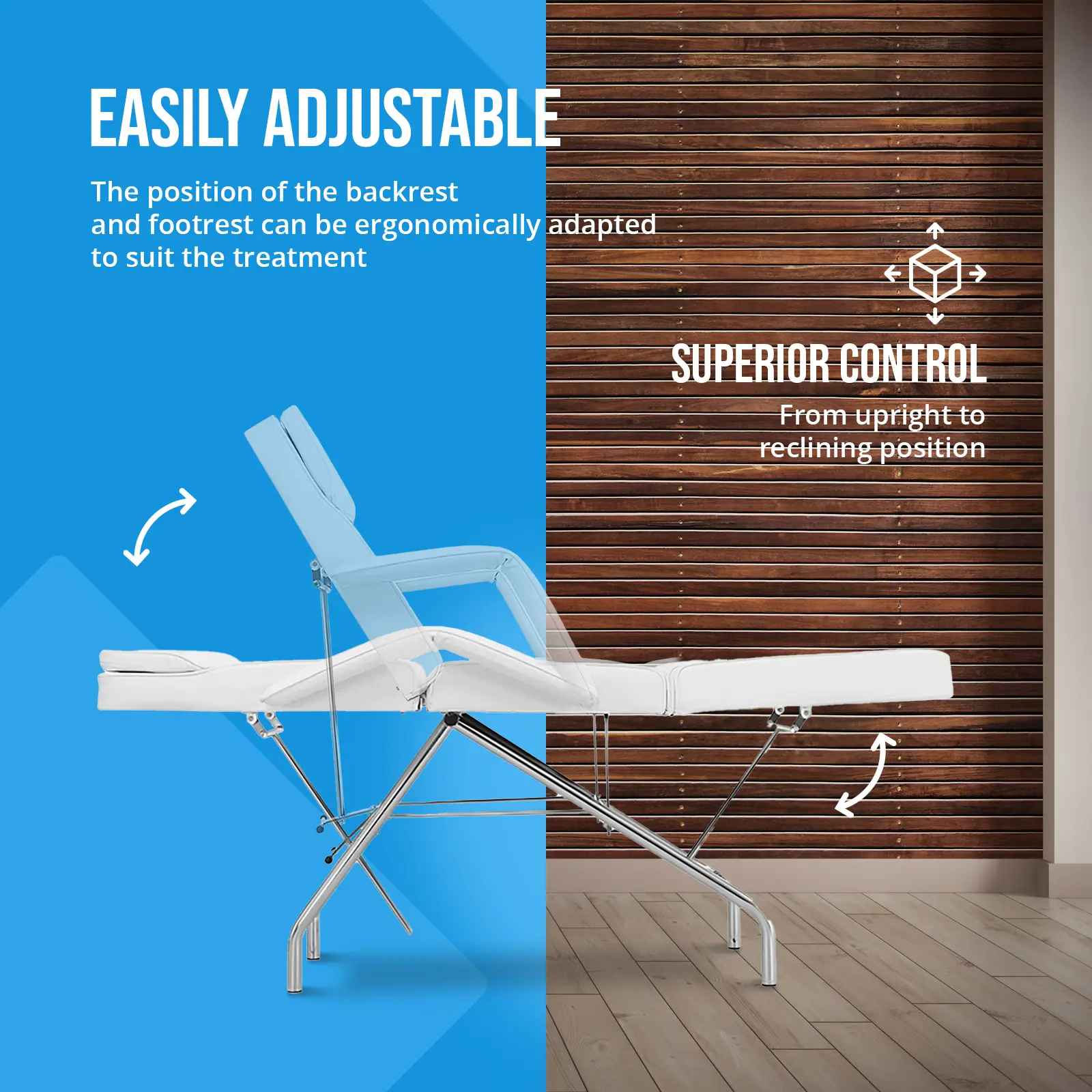 Lettino estetista - 183 x 60 x 70 cm - 150 kg - Bianco - 2