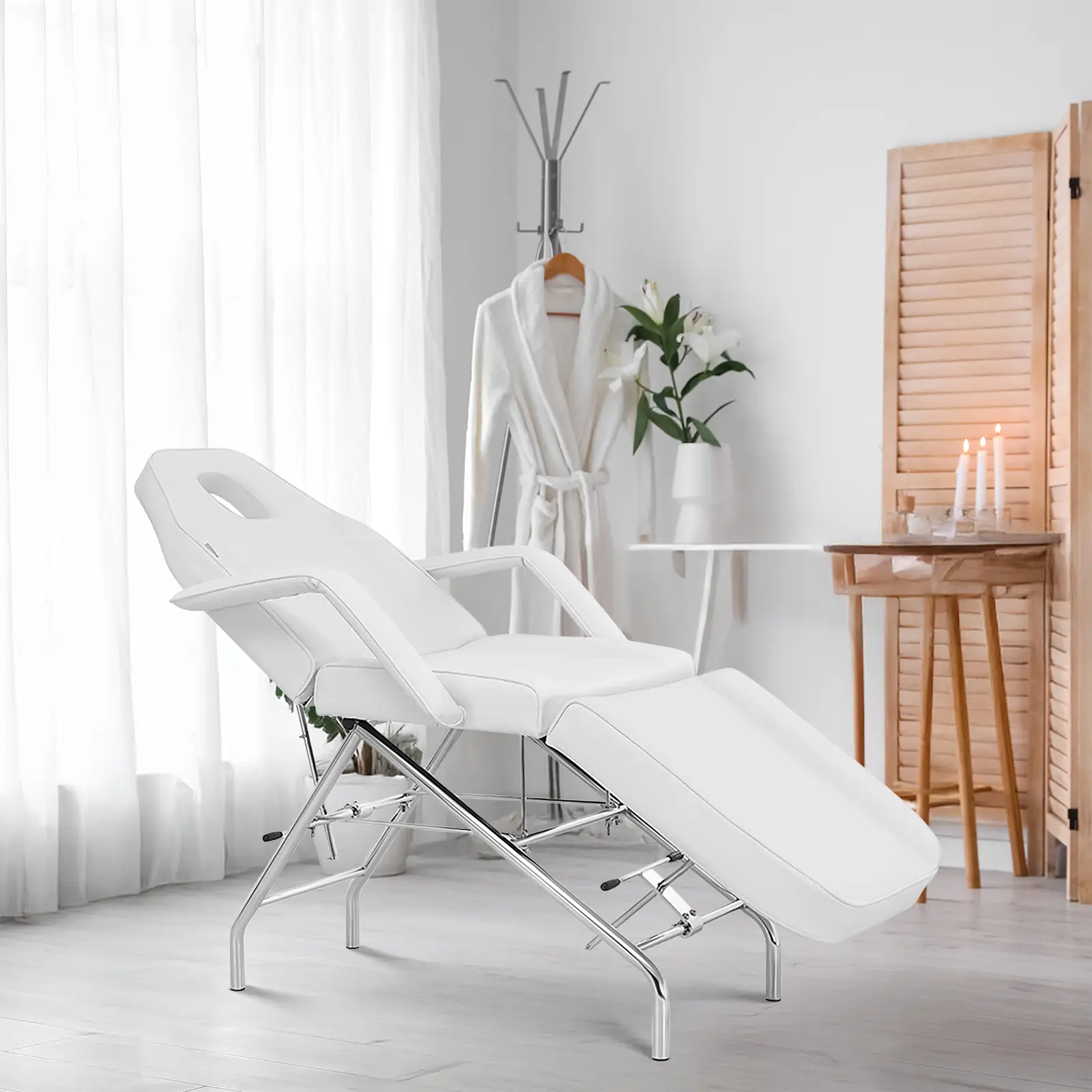 Lettino estetista - 183 x 60 x 70 cm - 150 kg - Bianco - 7