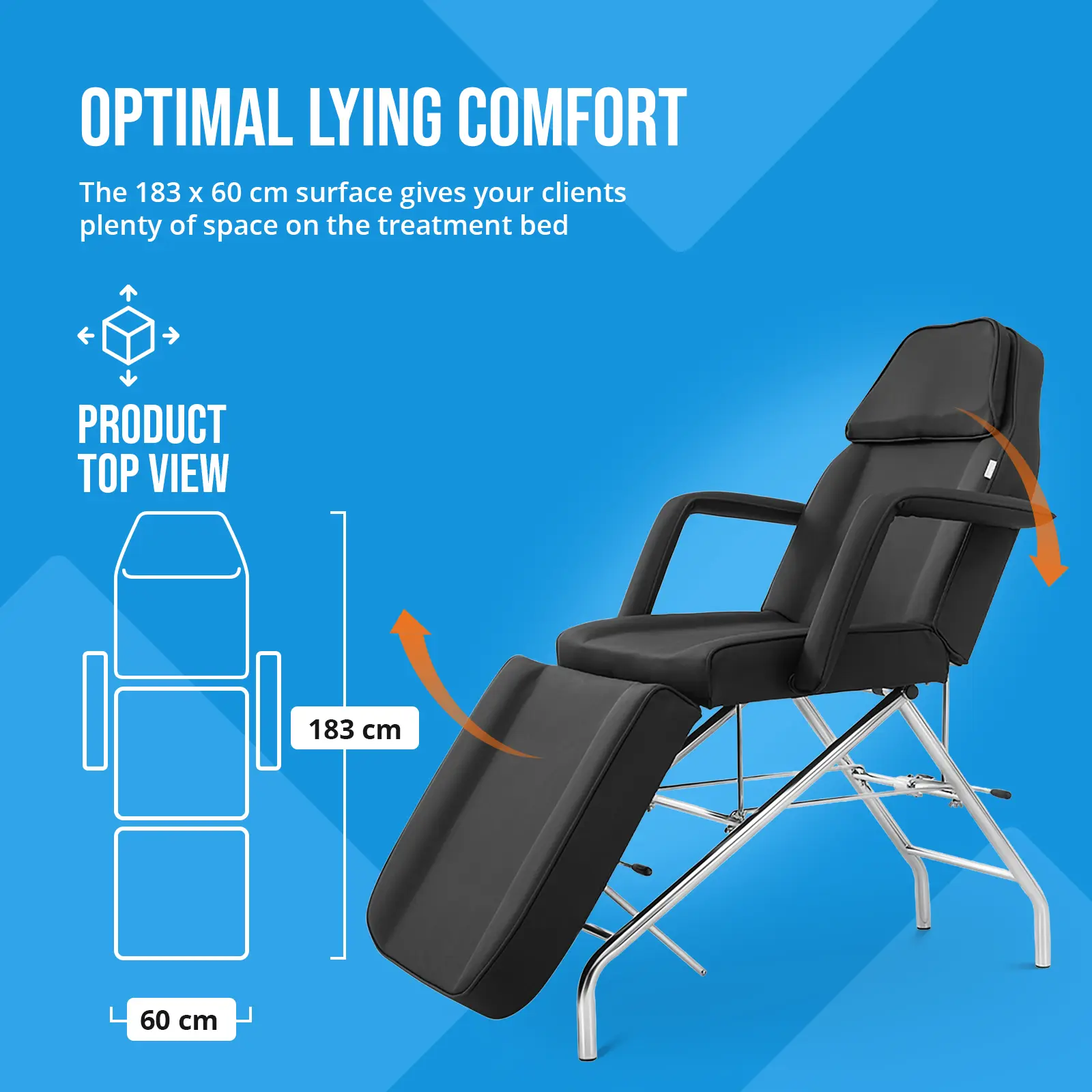 Beauty Bed - 183,5 x 83 x 74 cm - 175 kg - crni (Maksimalna visina: 70 cm)