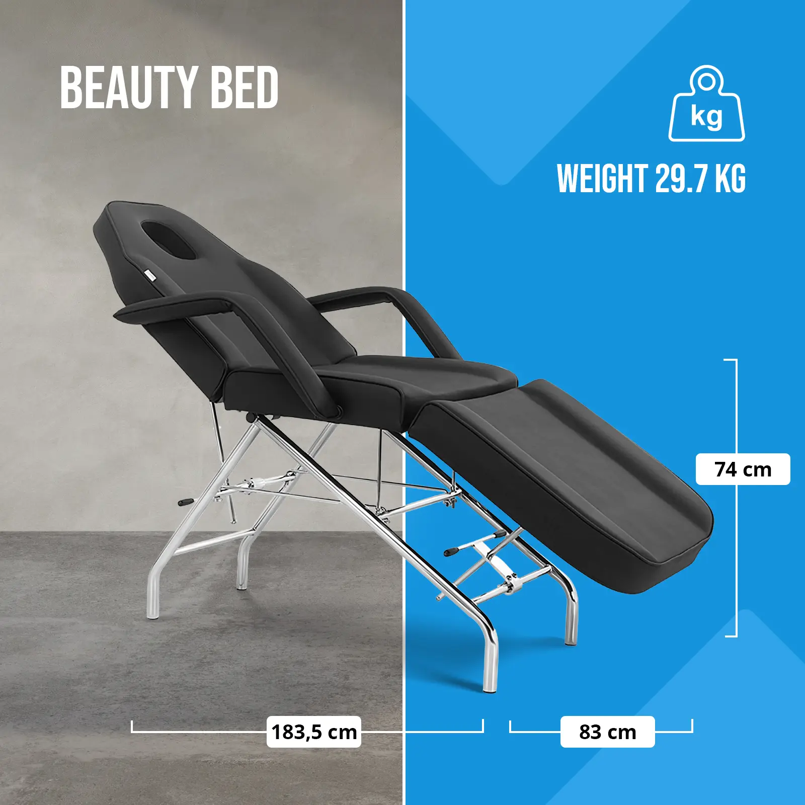 Beauty Bed - 183,5 x 83 x 74 cm - 175 kg - crni (Boja: Crno)