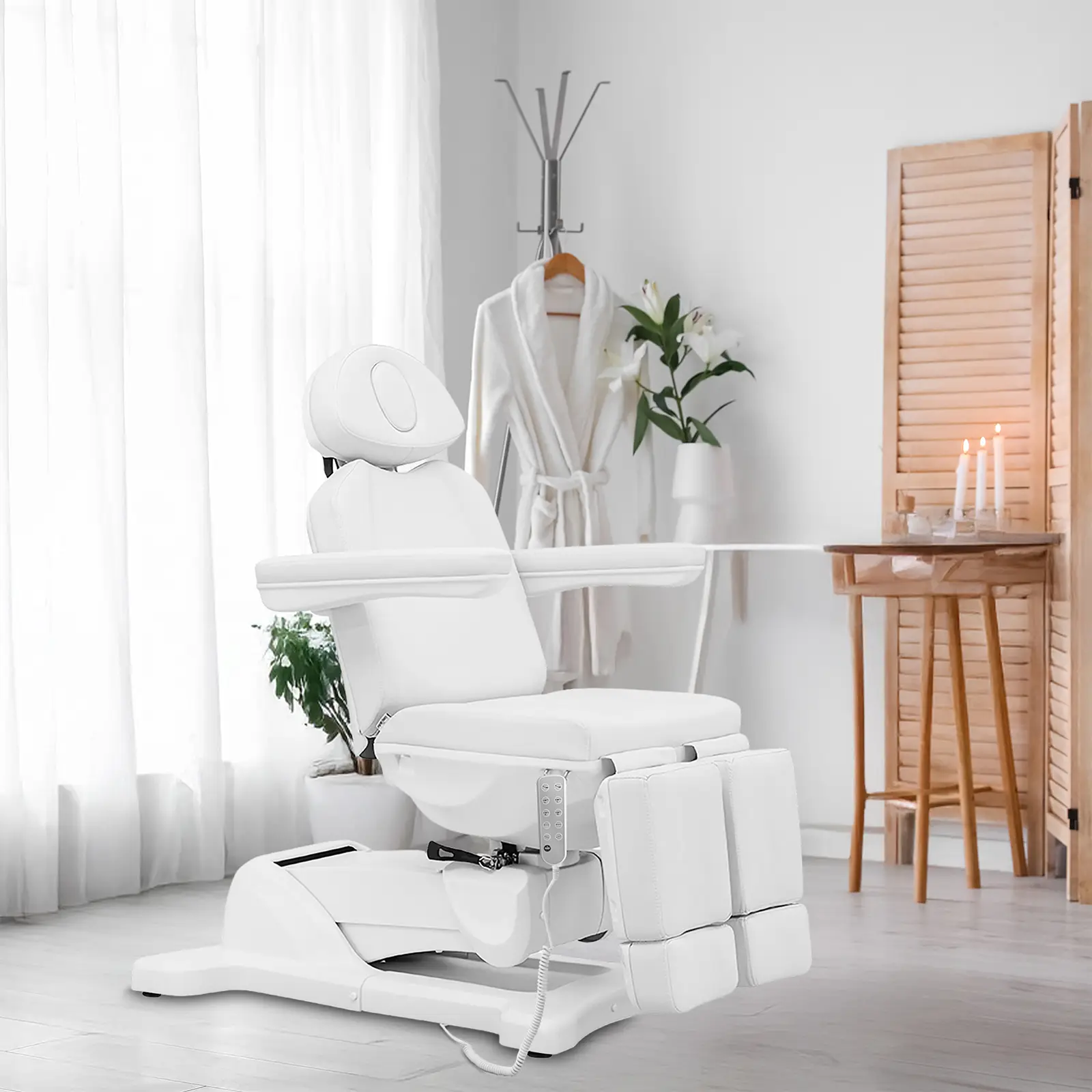 Fauteuil pédicure - 200 W - 186 x 84 x 94 cm - blanc (Réglage max. de la hauteur de l'appuie-tête: 100 mm)