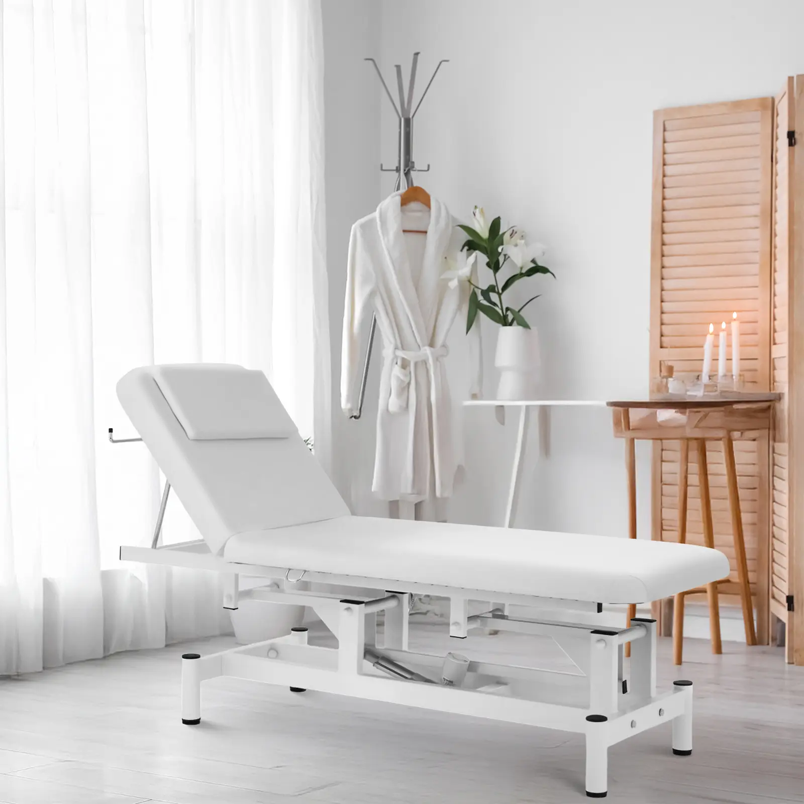 Fauteuil esthétique - 50 W - 185 x 63 x 47 - 90 cm - 150 kg - blanc (Hauteur max: 90 cm)
