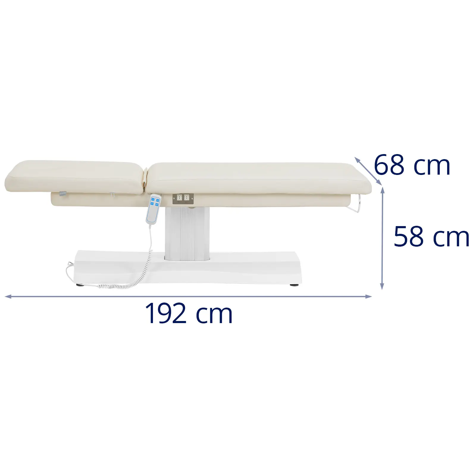 Massageliege elektrisch - 2 Motoren - 300 W - 193 x 69 x 59 - 84 cm - 175 kg - Weiß