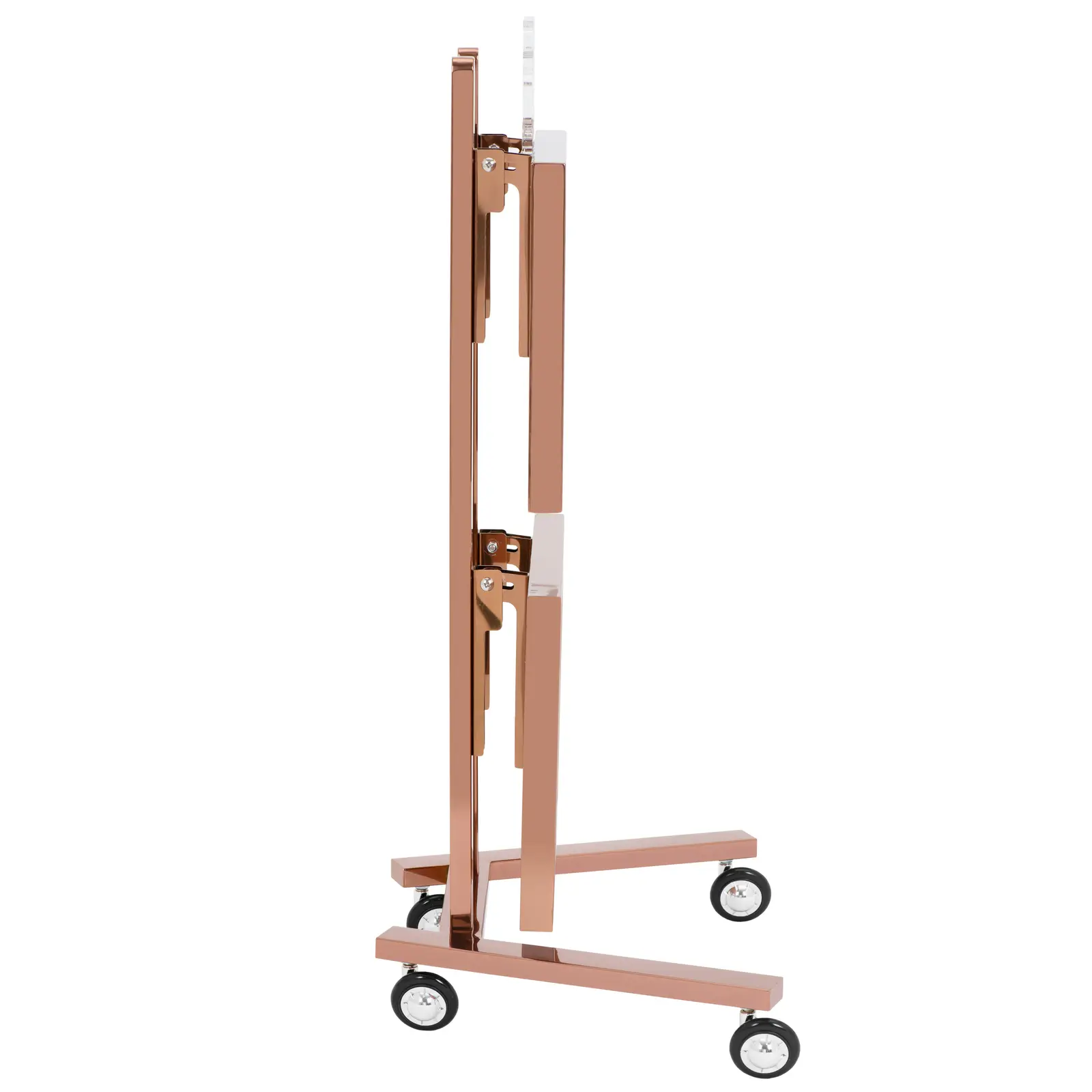 Carrello per estetista - 2 ripiani pieghevoli - Fino a 10 kg - Oro rosa - Acciaio inox