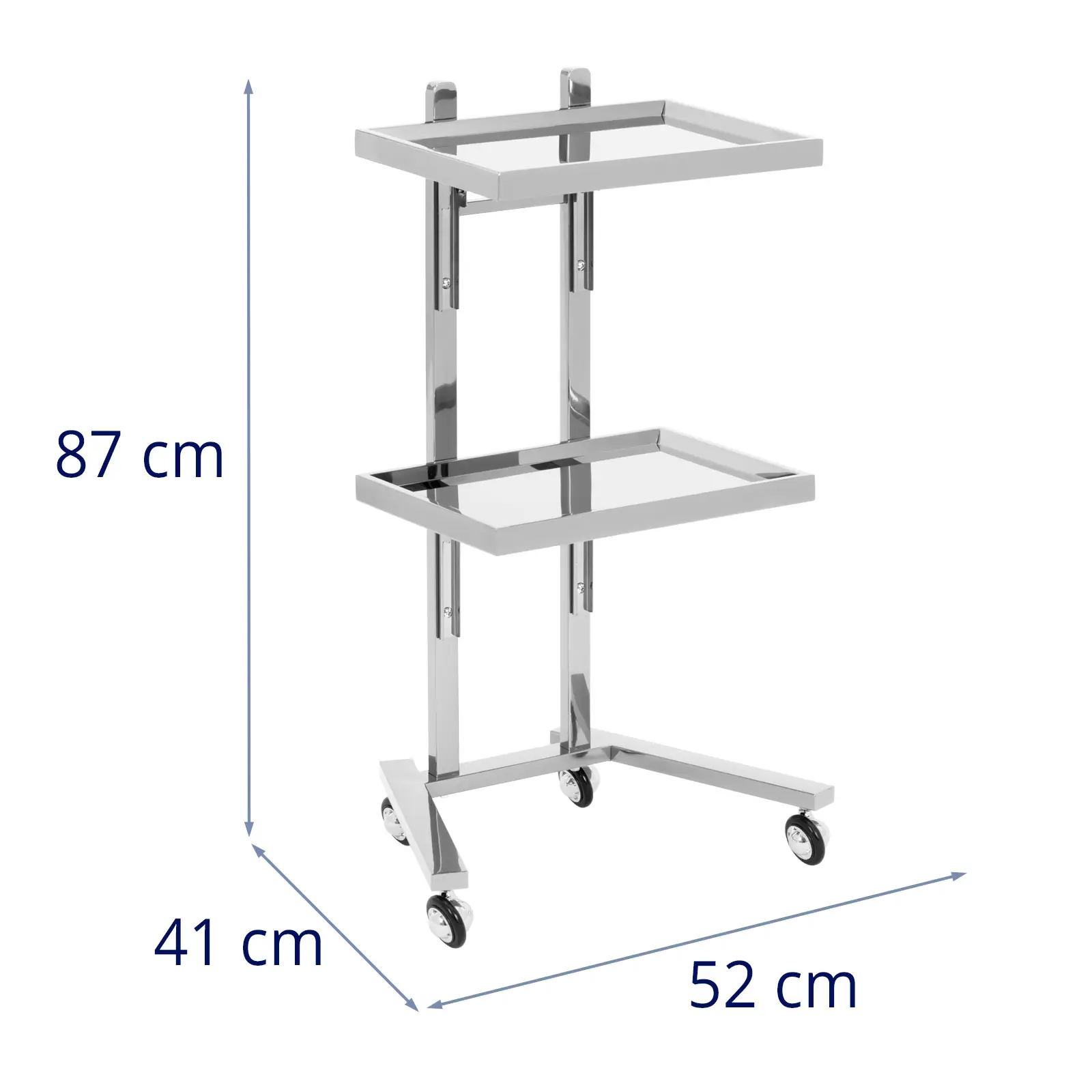 Carrello per estetista - 2 ripiani pieghevoli - Fino a 10 kg - Acciaio inox