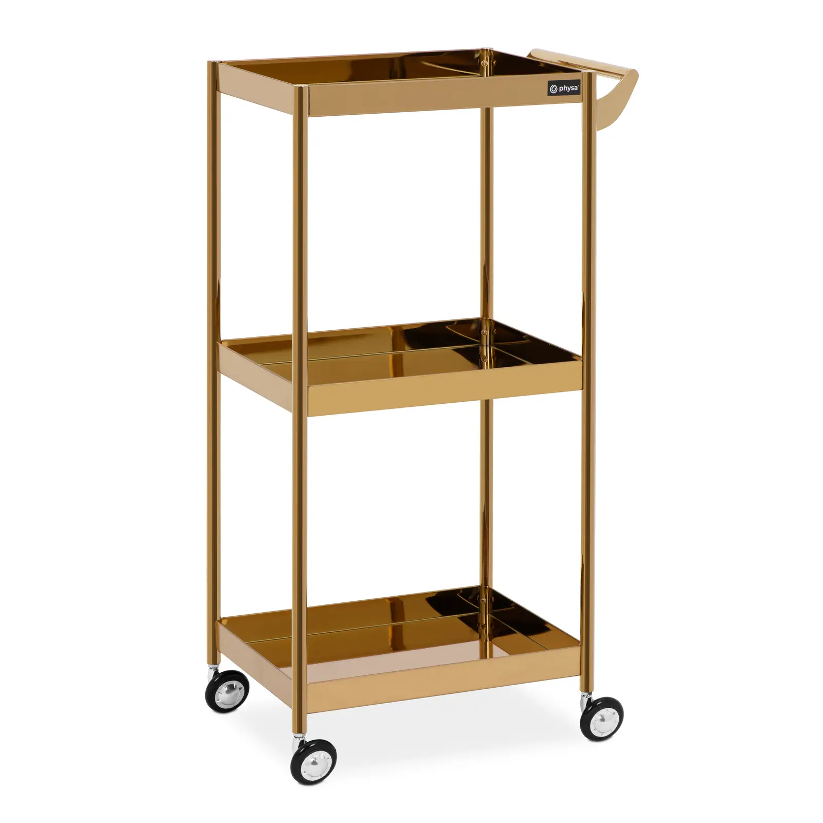 Beauty Trolley - 3 shelves - up to 30 kg - gold - stainless steel