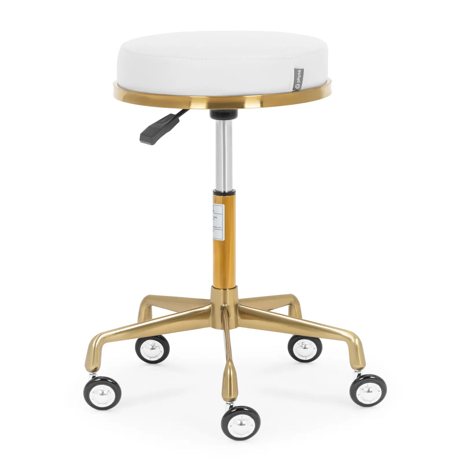 Rolling Stool - 51 - 64 cm - 150 kg - white / gold