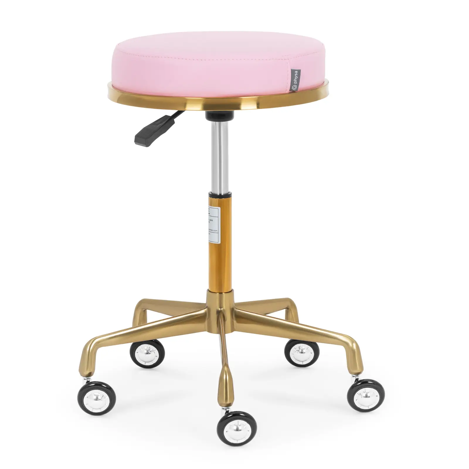 Tabouret de bureau - 51 - 64 cm - 150 kg - Rose pâle / Or