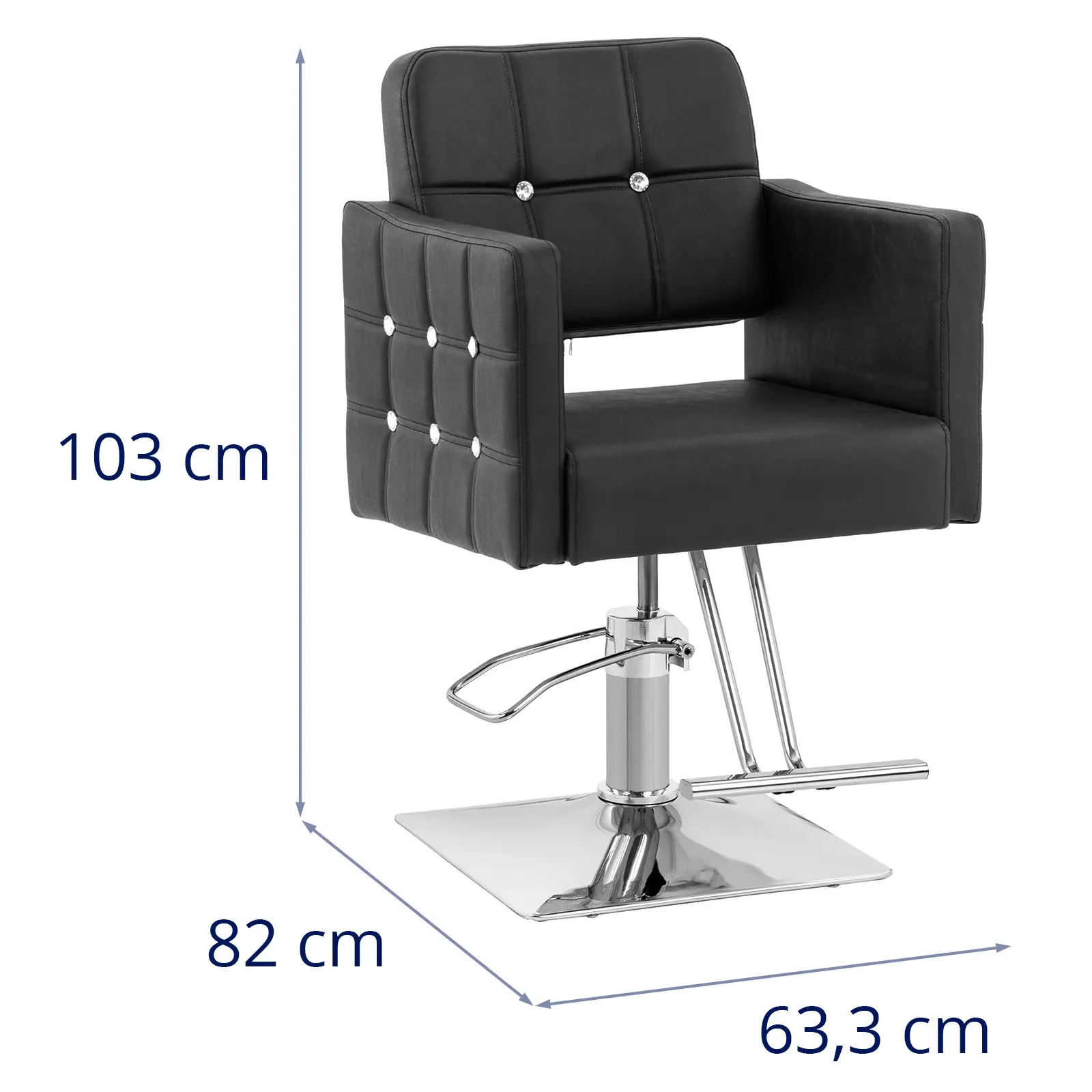 Kadeřnické křeslo Cottam s podnožkou - výška sedáku 49–63 cm - 150 kg - černá (Tloušťka polstrování: 120 mm)