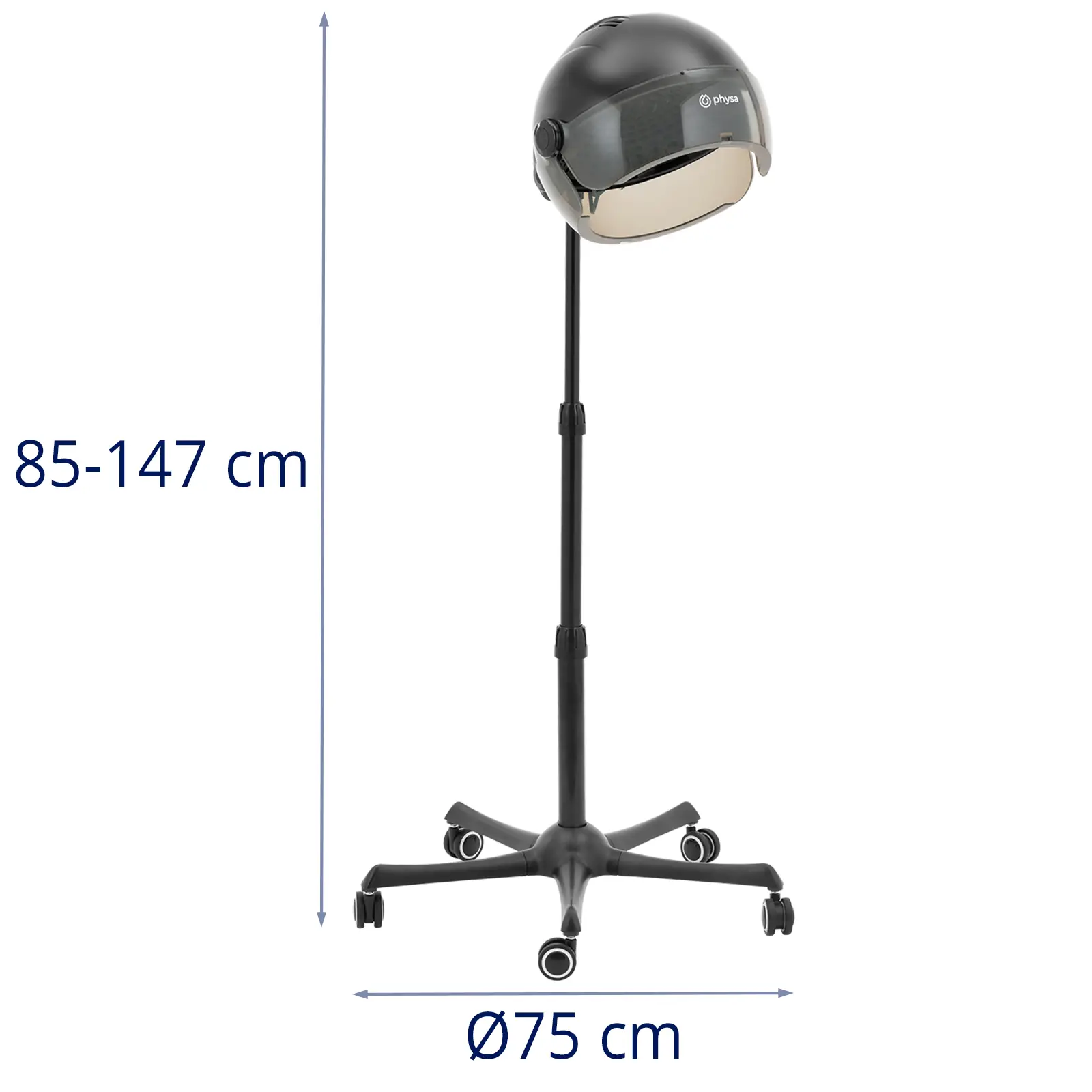 Vysoušeč vlasů - s ionizací a stativem - 1 200 W - černý - 66 °C (Počet koleček: 5 Pc)